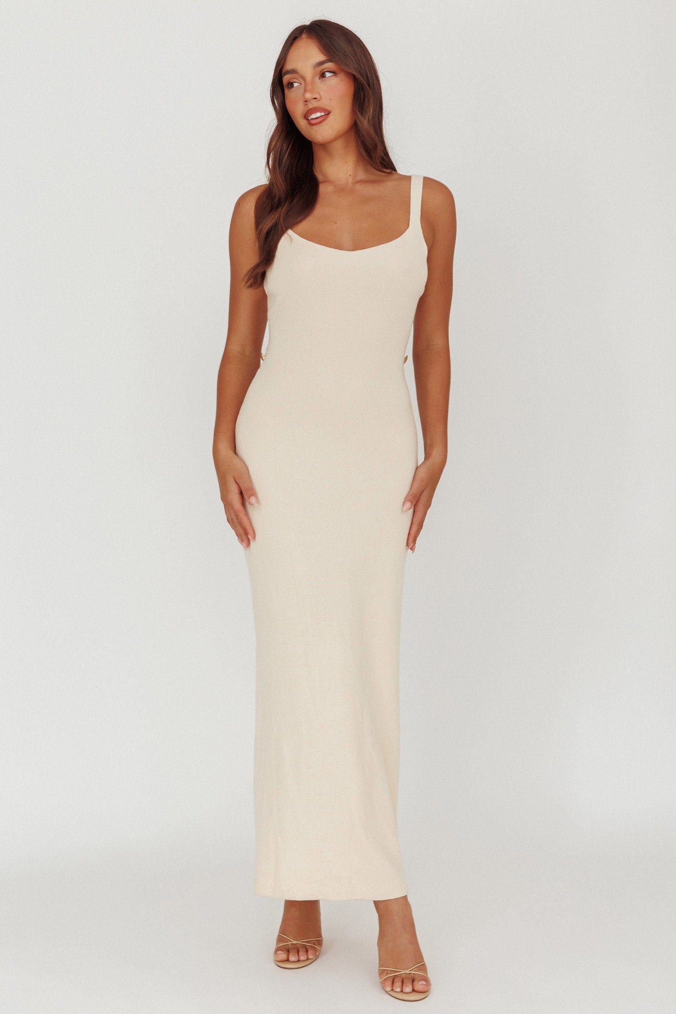 Fall Moon Cut-Out Back Maxi Dress Ivory-Maymioy