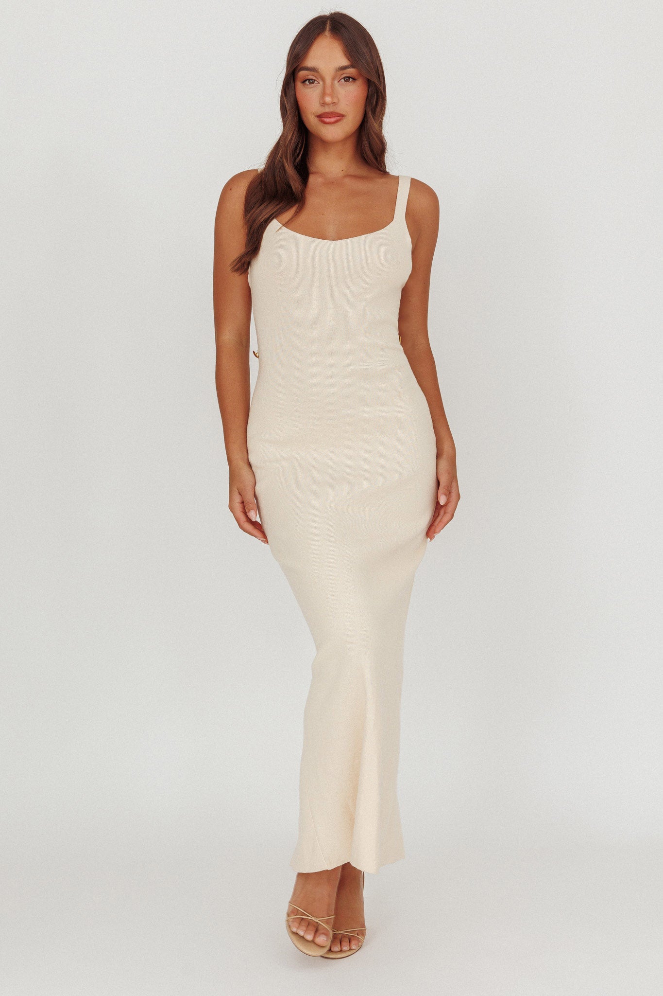Fall Moon Cut-Out Back Maxi Dress Ivory-Maymioy