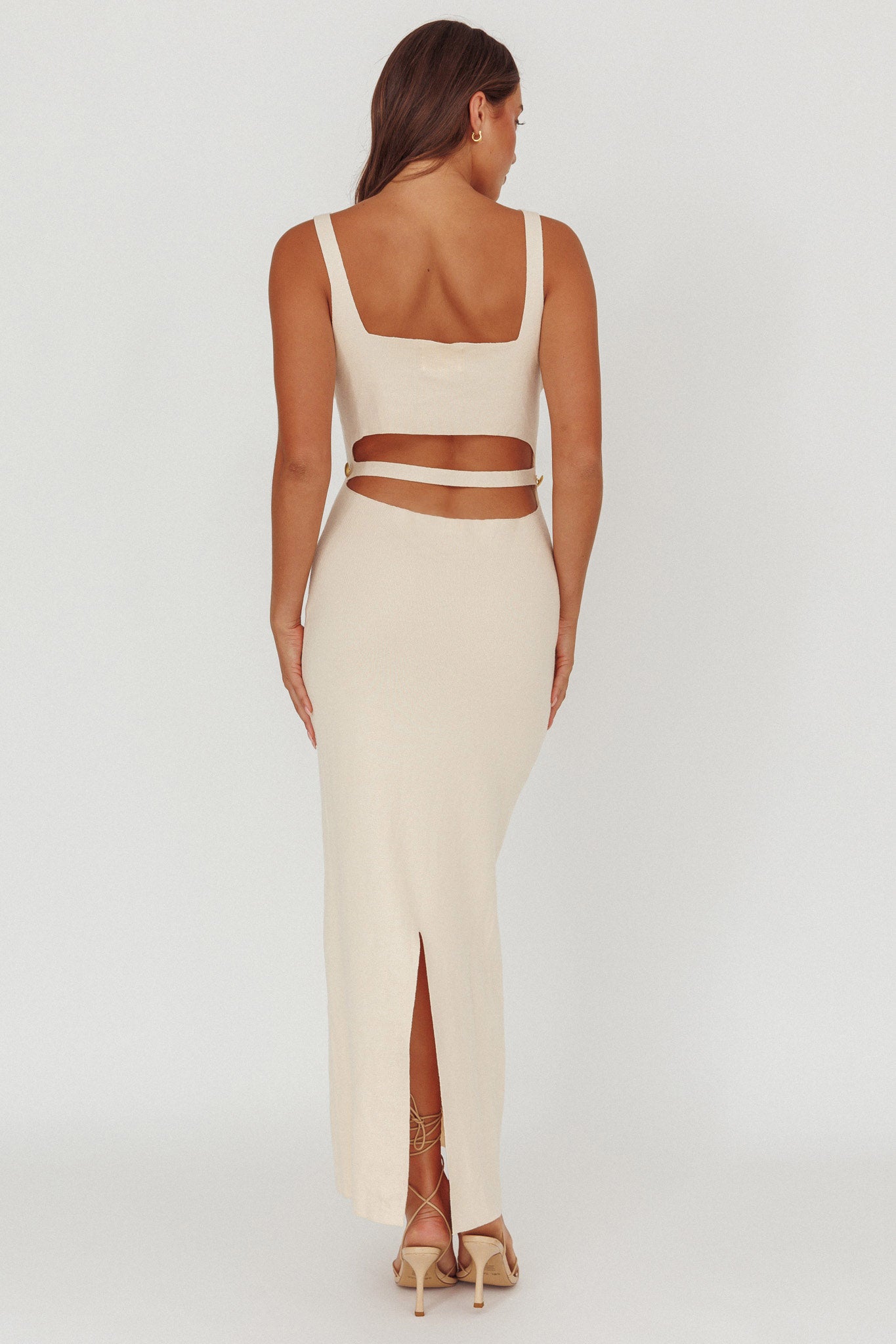 Fall Moon Cut-Out Back Maxi Dress Ivory-Maymioy