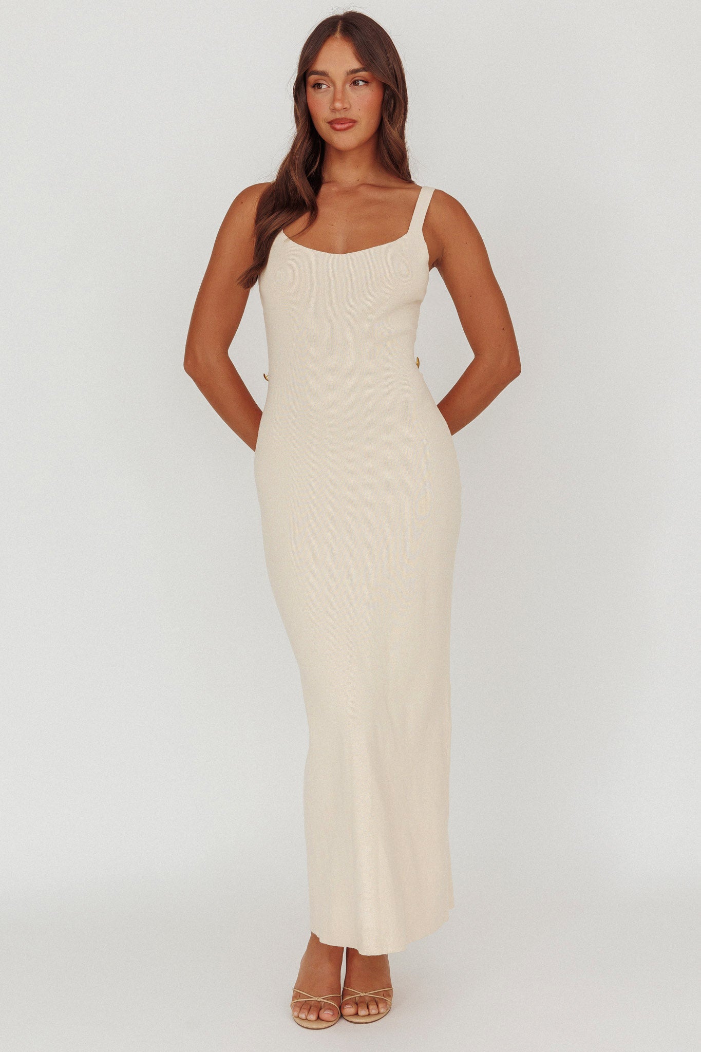 Fall Moon Cut-Out Back Maxi Dress Ivory-Maymioy