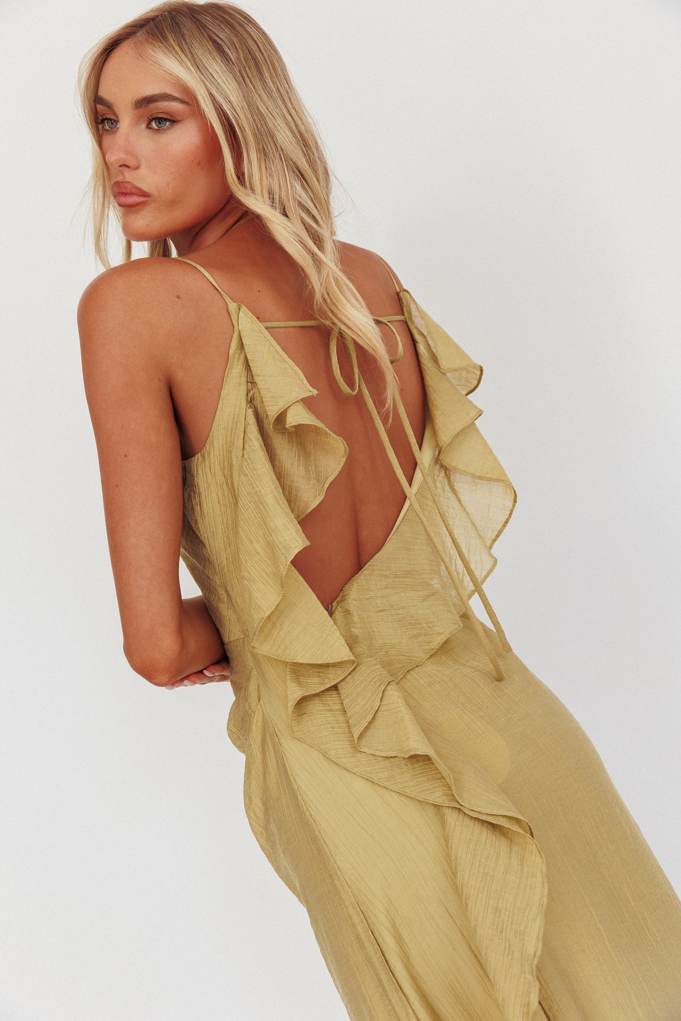 Soul Fires Ruffle Back Maxi Dress Hazel-Maymioy
