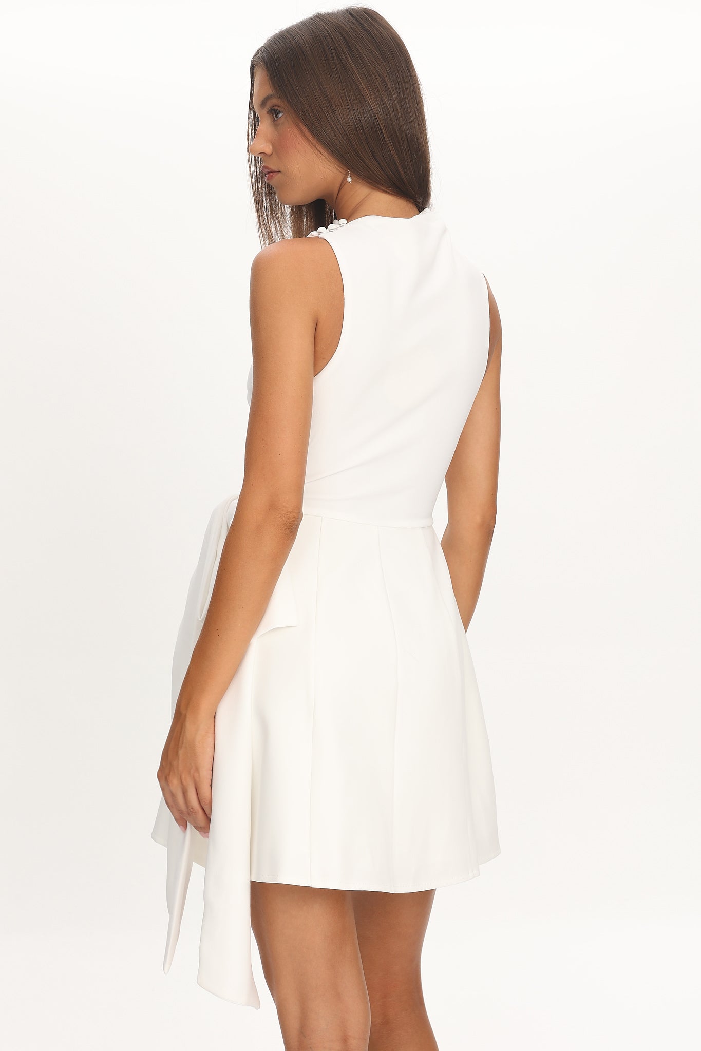 Breaker High Neck Mini Dress White White-Maymioy