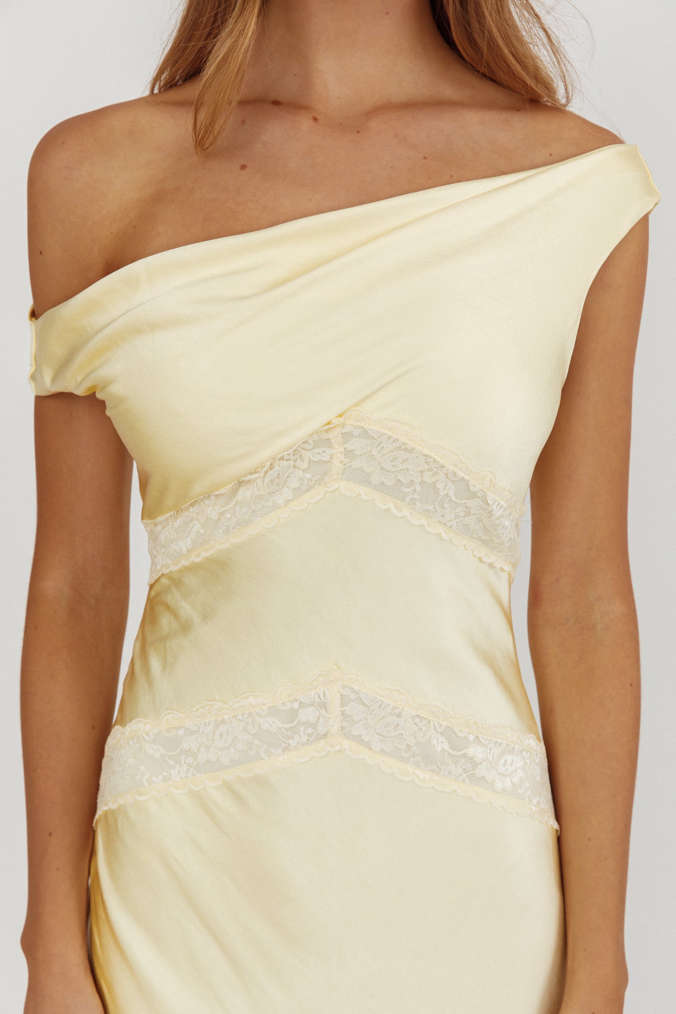 Revelation Off-Shoulder Lace Trim Maxi Dress Butter-Maymioy