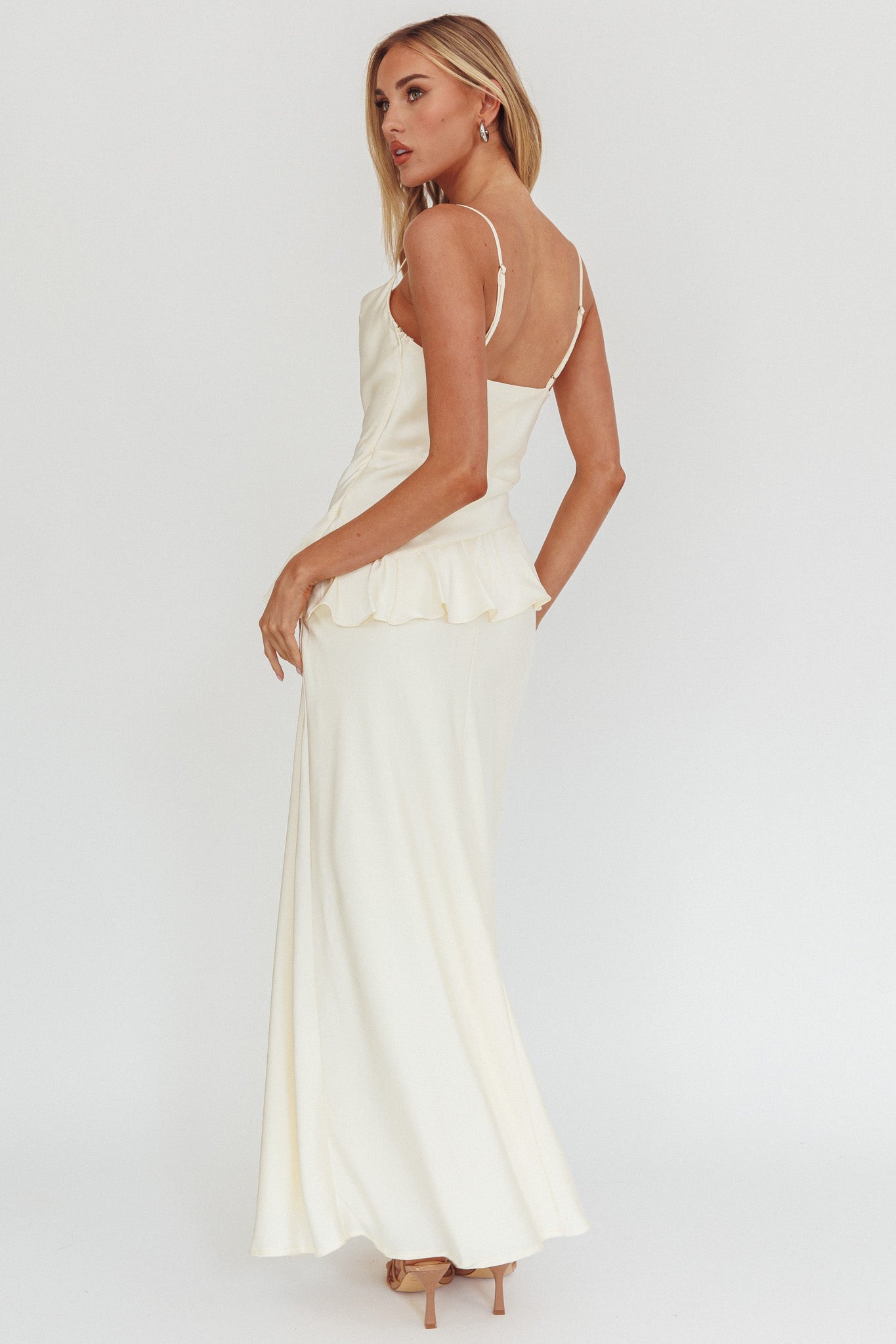 Jerica Ruffle Waist Maxi Dress Butter-Maymioy