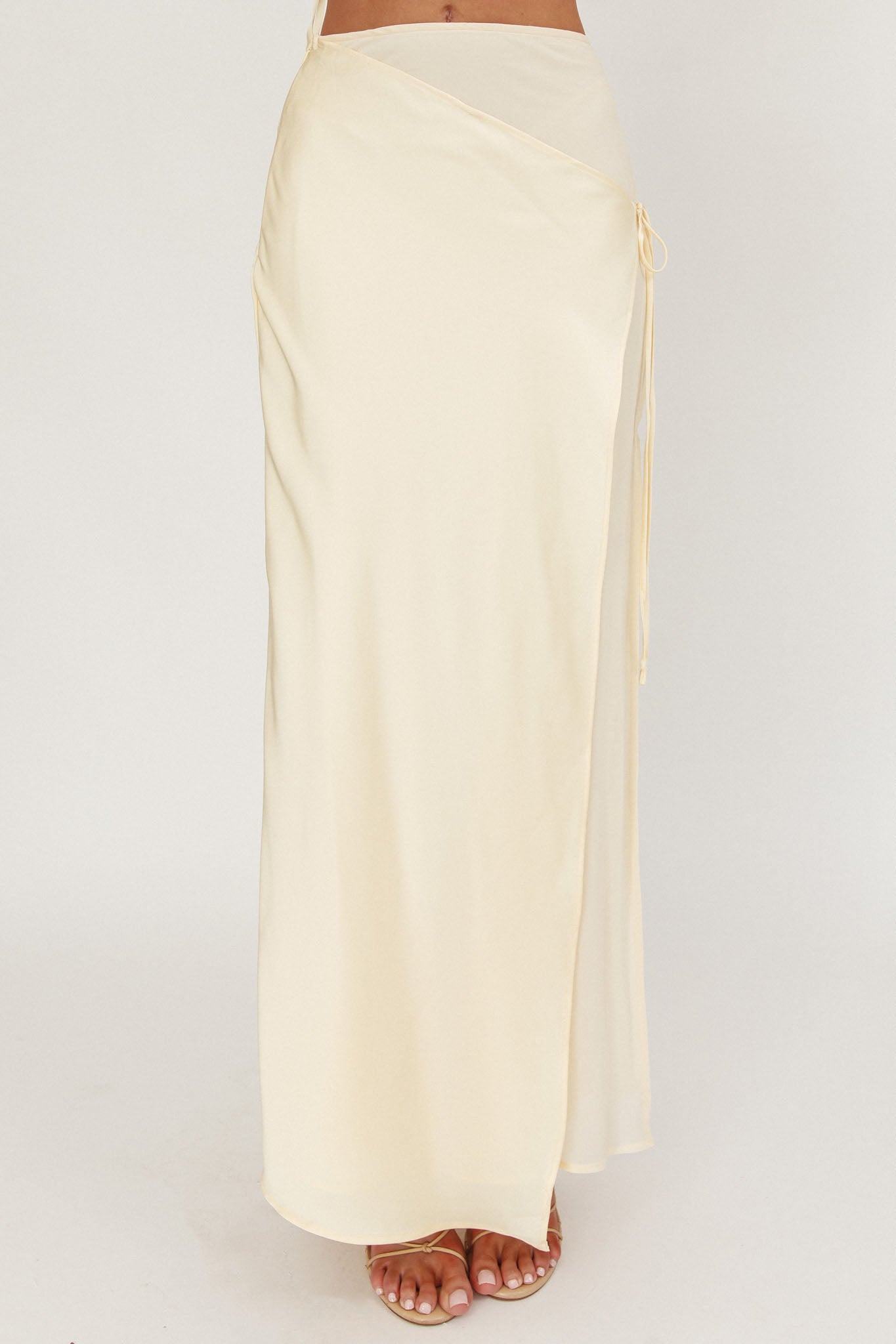 Jerica Wrap Front Maxi Skirt Butter-Maymioy