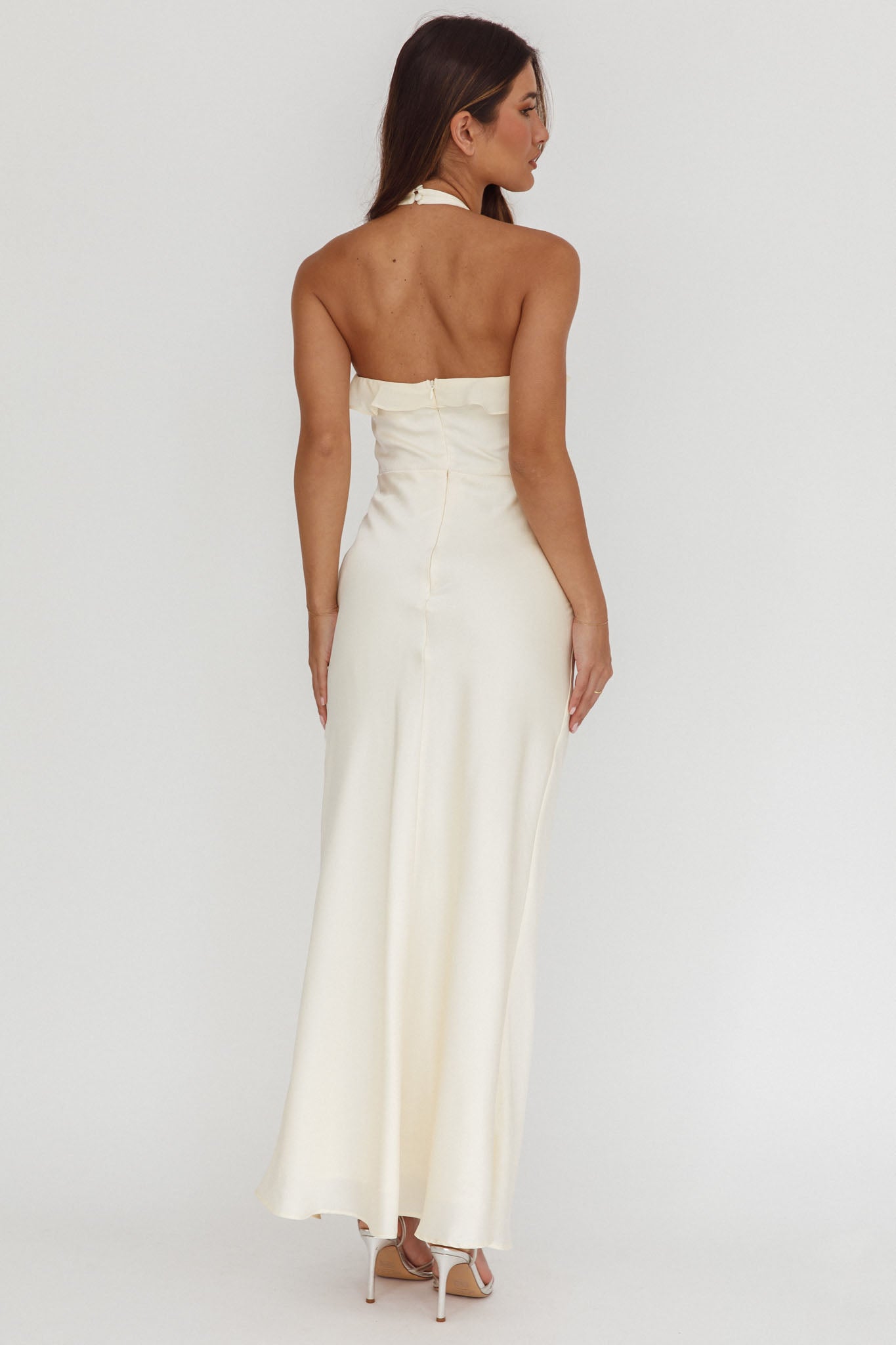 Starlet Halterneck Sash Maxi Dress Butter-Maymioy