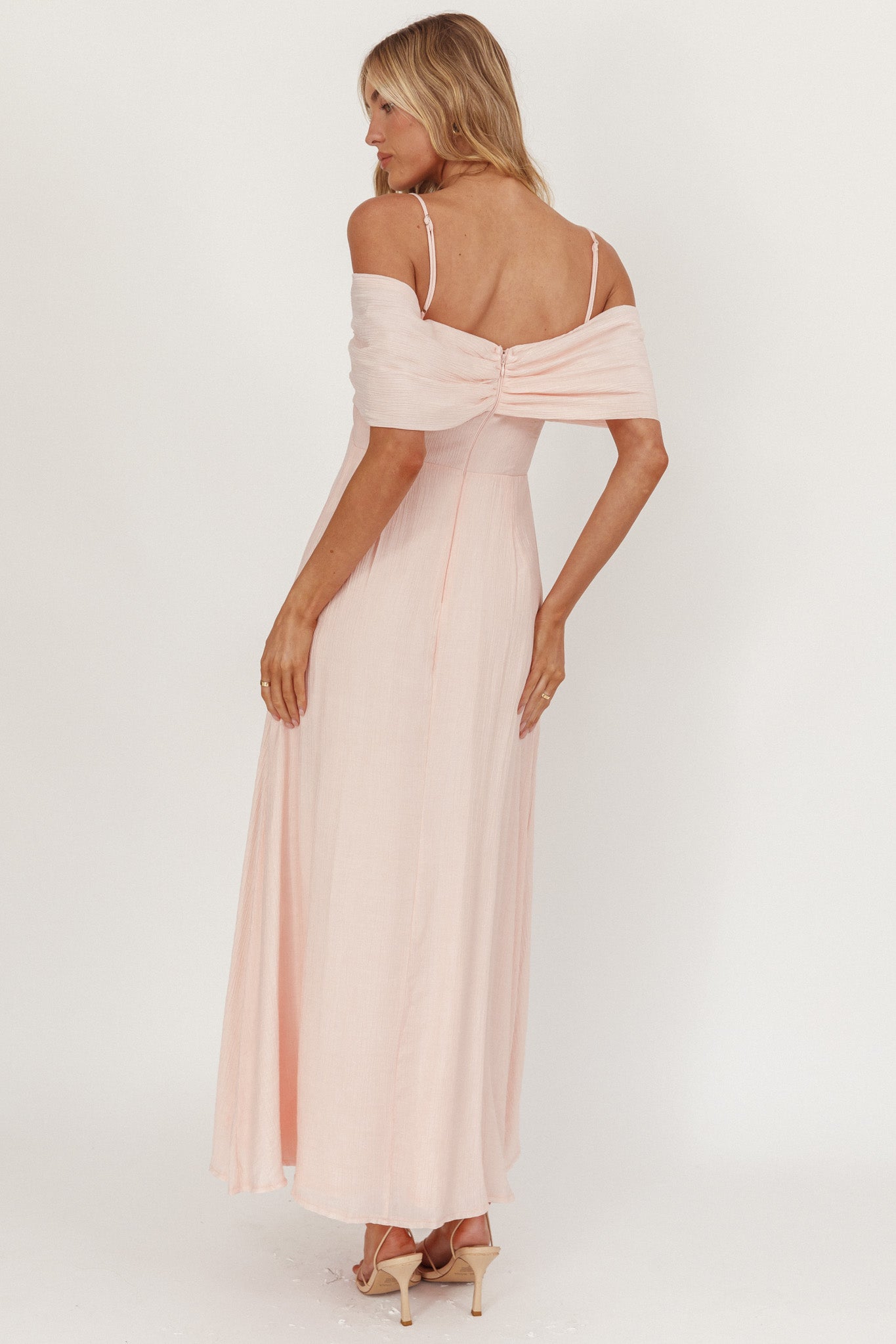 Lillibet Bow Tied Bust Midi Dress Pink-Maymioy