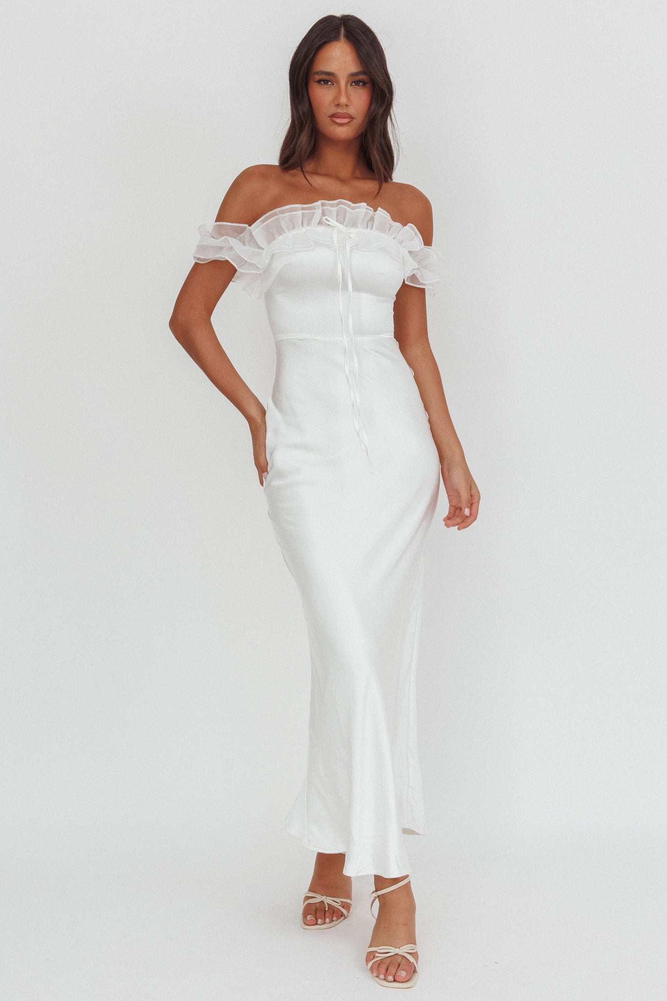 Summerfield Off-Shoulder Maxi Dress White-Maymioy