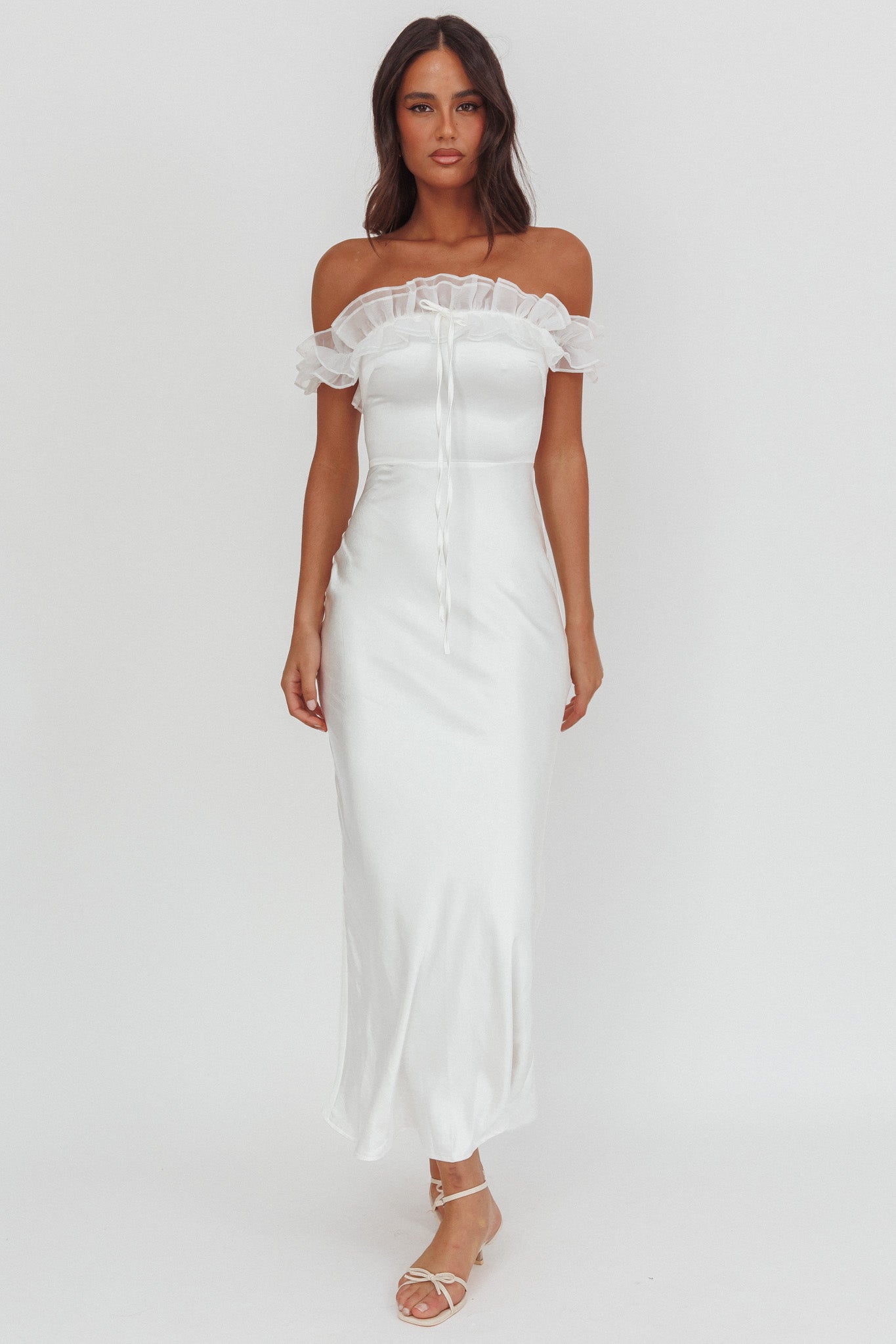 Summerfield Off-Shoulder Maxi Dress White-Maymioy