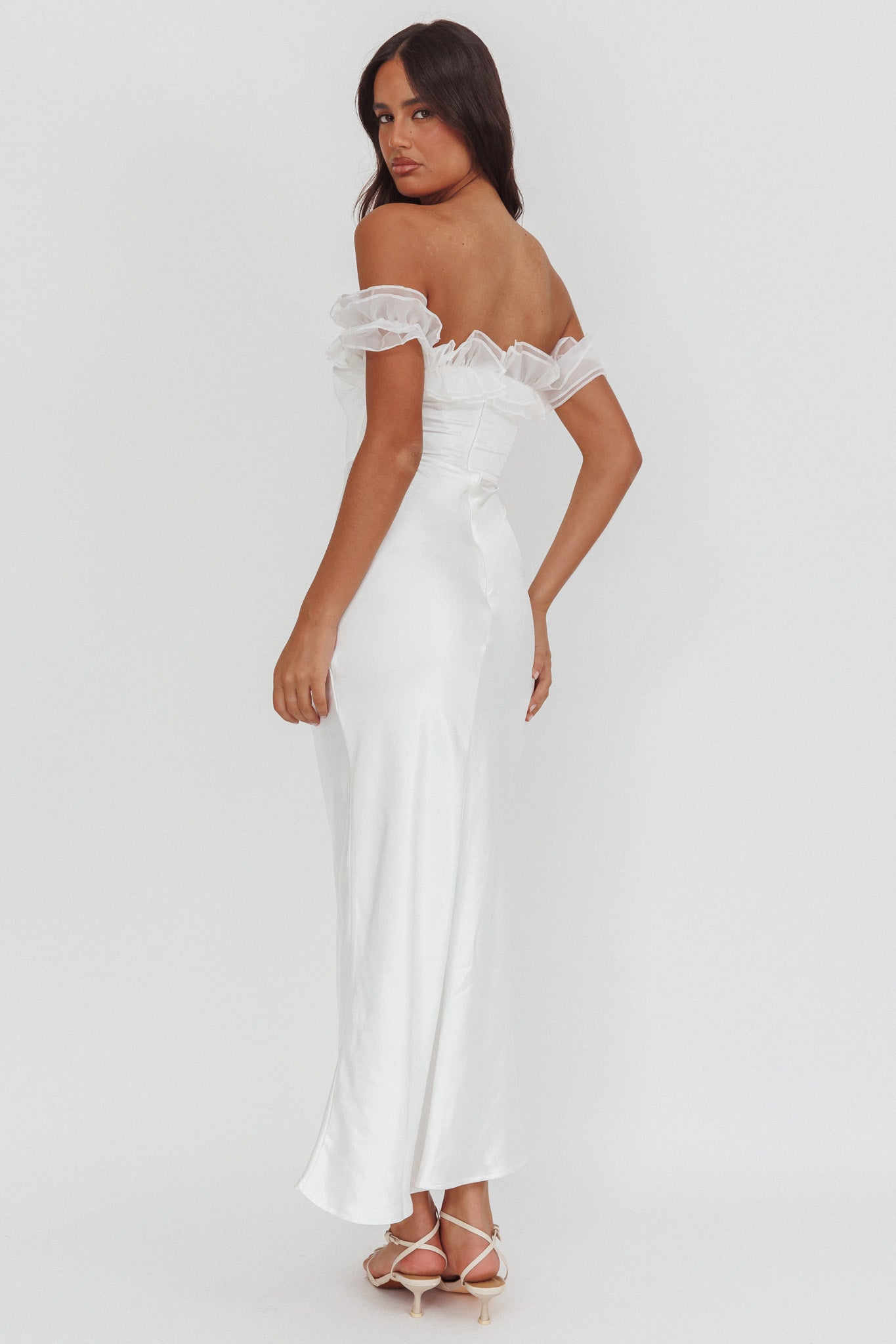 Summerfield Off-Shoulder Maxi Dress White-Maymioy