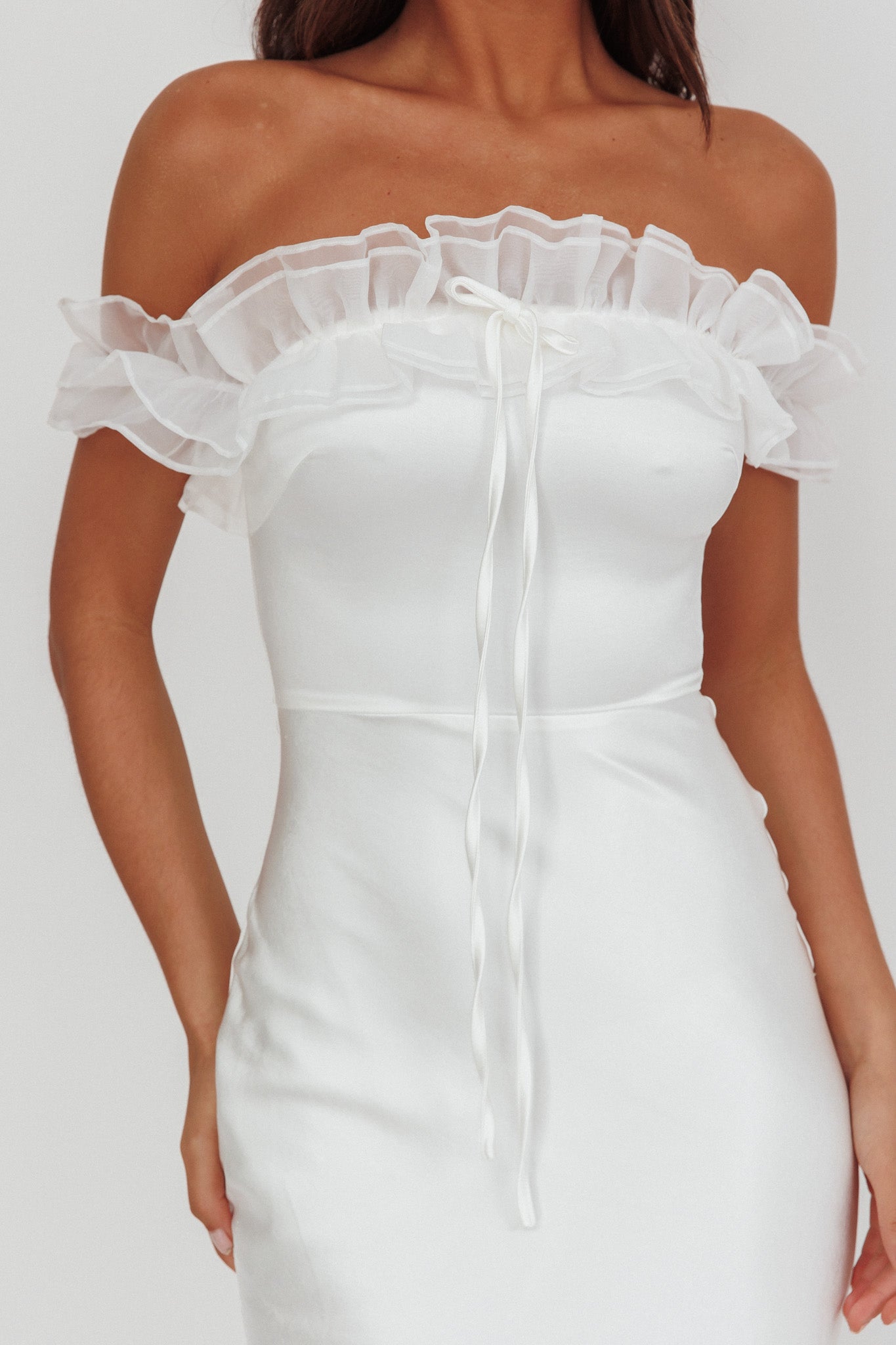 Summerfield Off-Shoulder Maxi Dress White-Maymioy