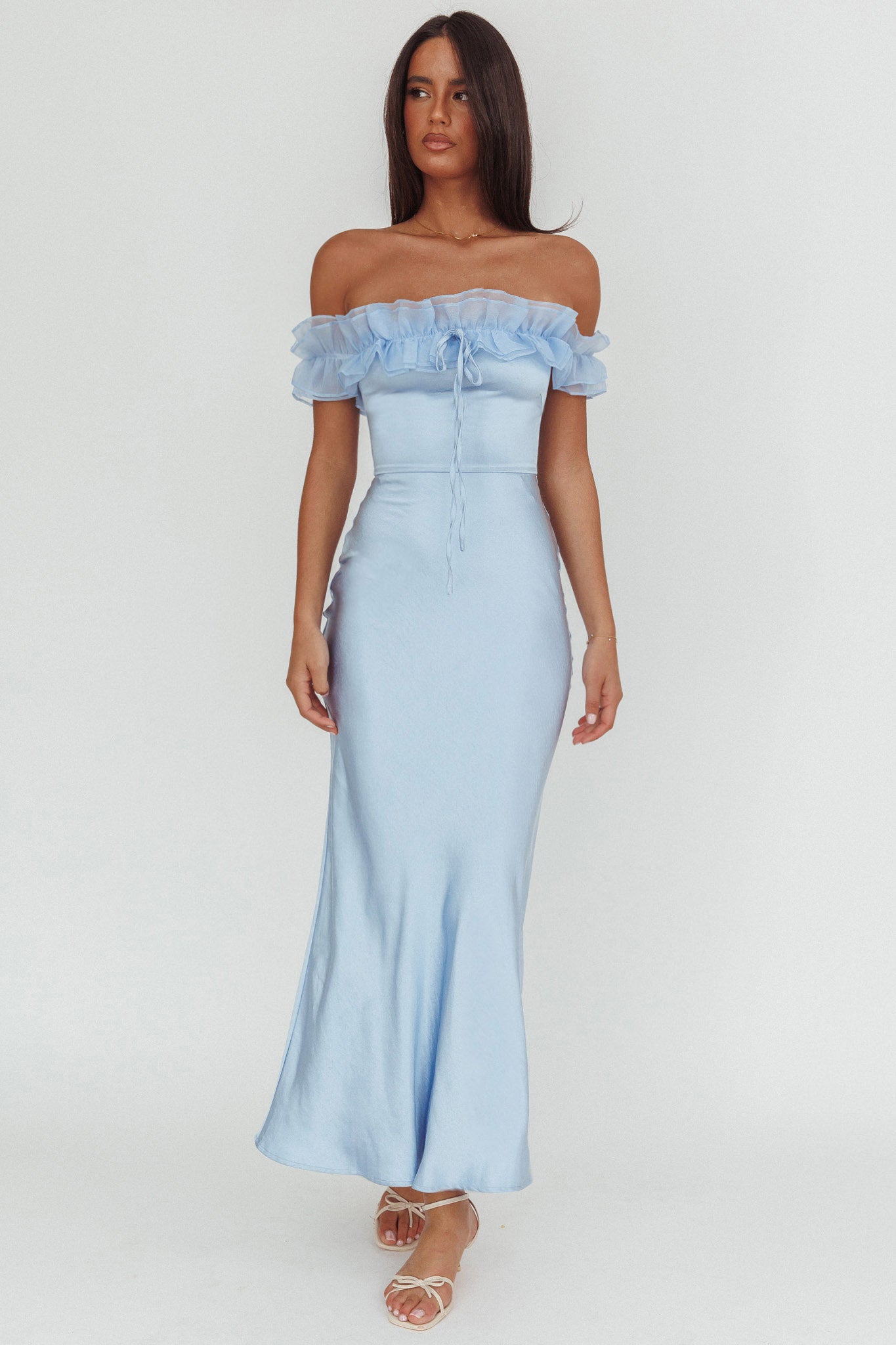 Summerfield Off-Shoulder Maxi Dress Blue-Maymioy
