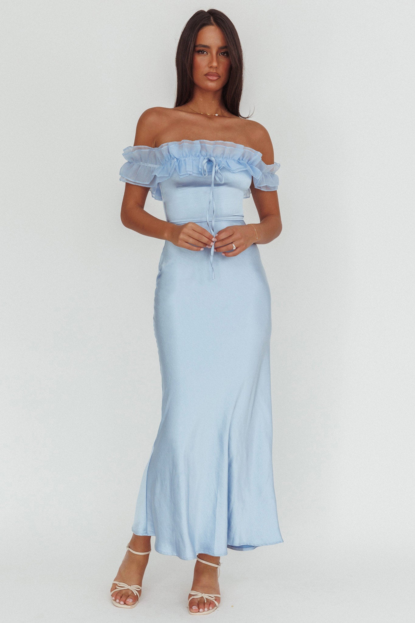 Summerfield Off-Shoulder Maxi Dress Blue-Maymioy
