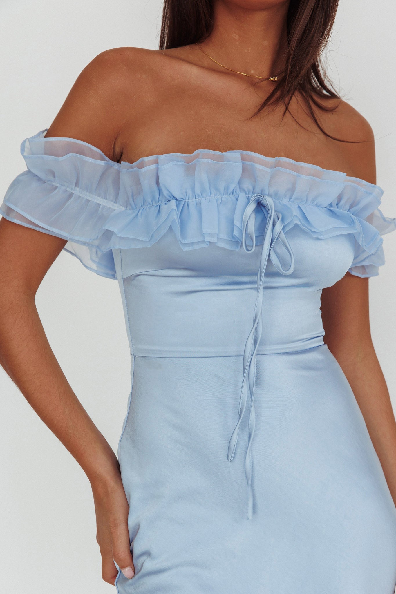 Summerfield Off-Shoulder Maxi Dress Blue-Maymioy