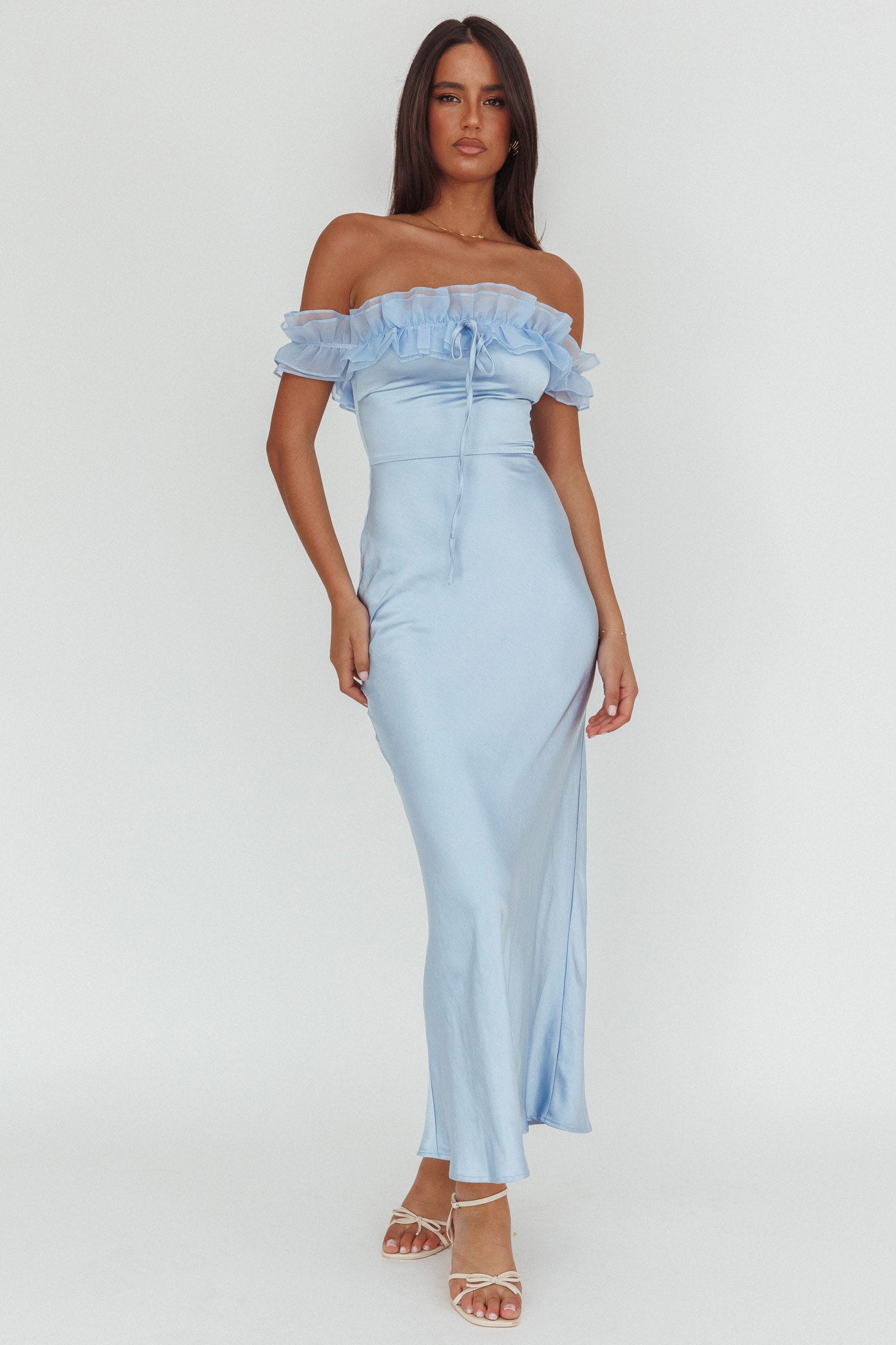 Summerfield Off-Shoulder Maxi Dress Blue-Maymioy
