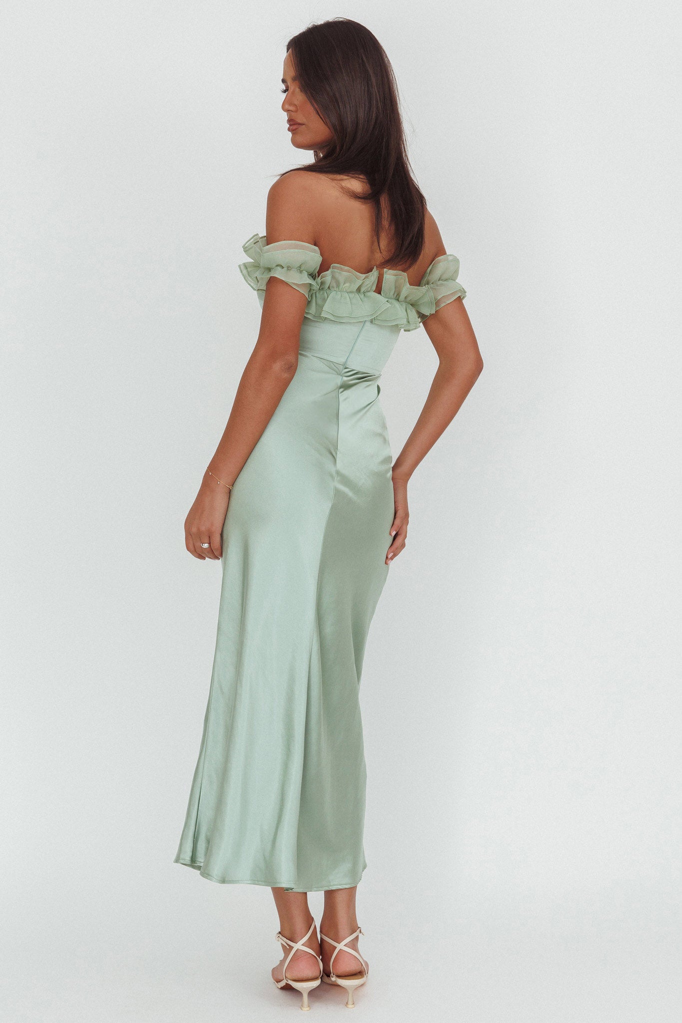 Summerfield Off-Shoulder Maxi Dress Pistachio-Maymioy