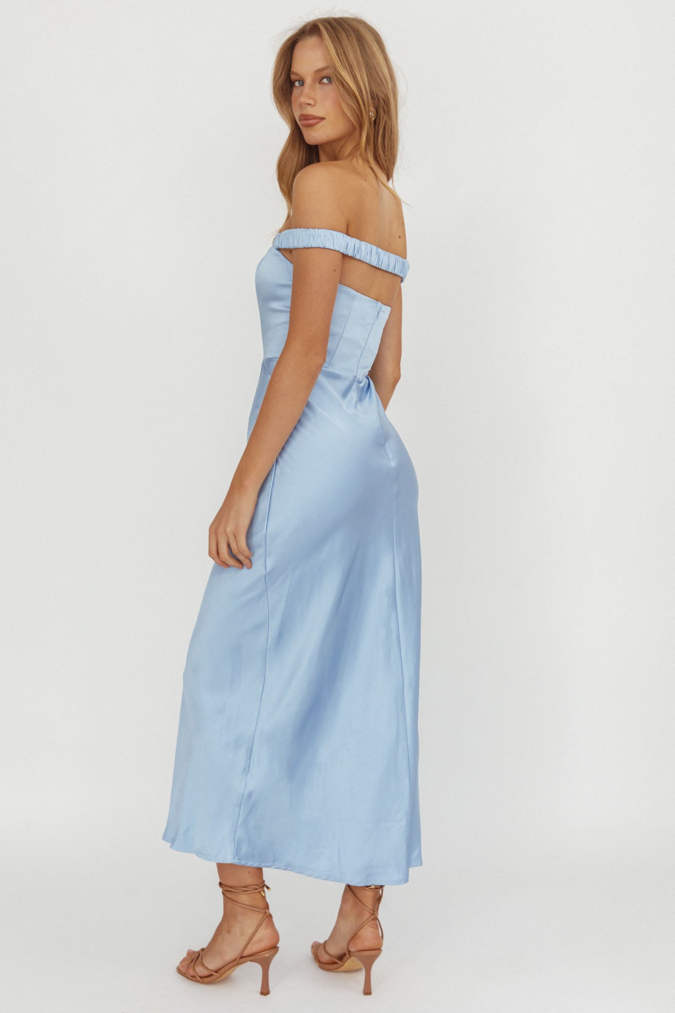 Cari Off-Shoulder Strap Maxi Dress Ice Blue-Maymioy