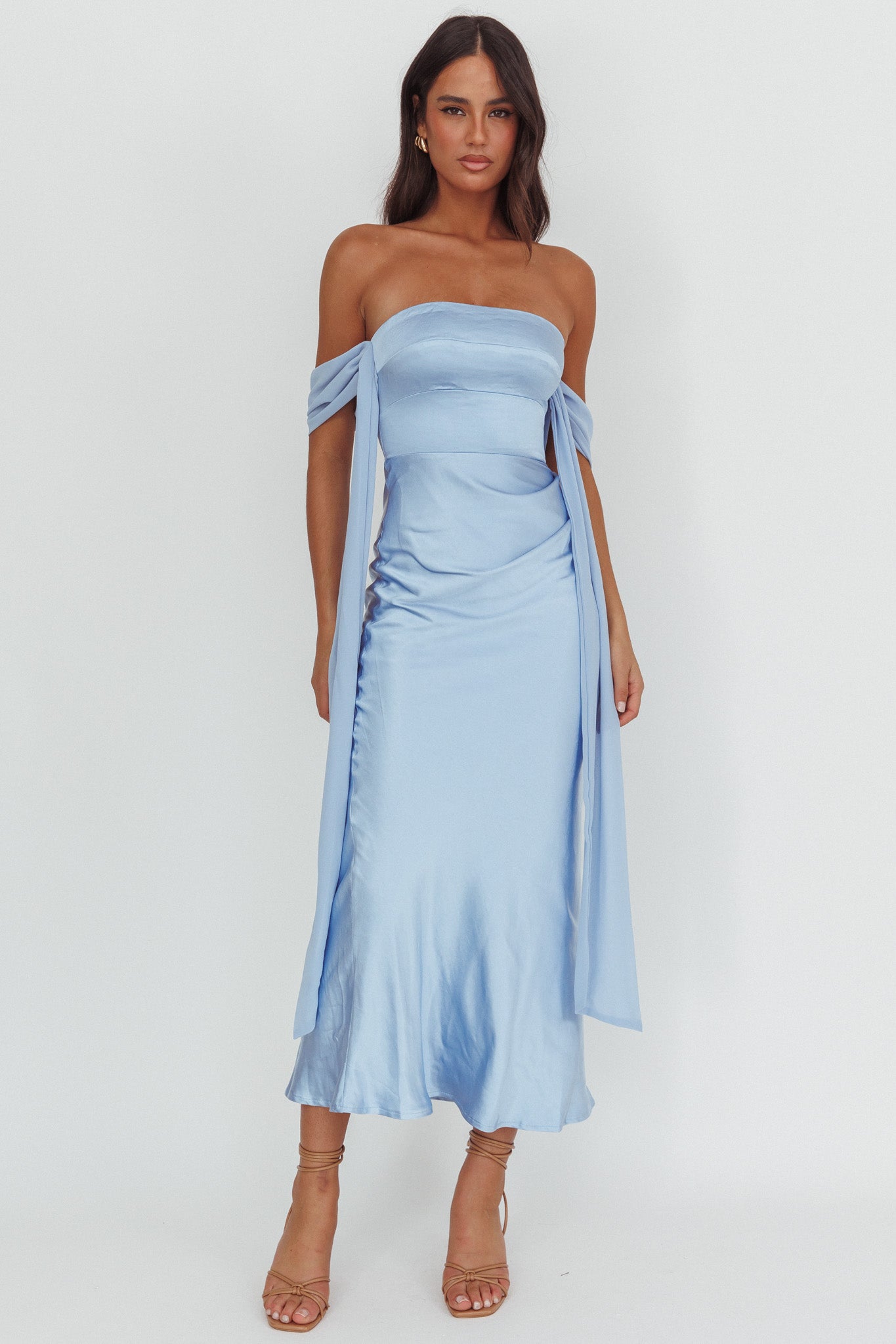 Odayah Draped Sleeve Maxi Dress Blue-Maymioy