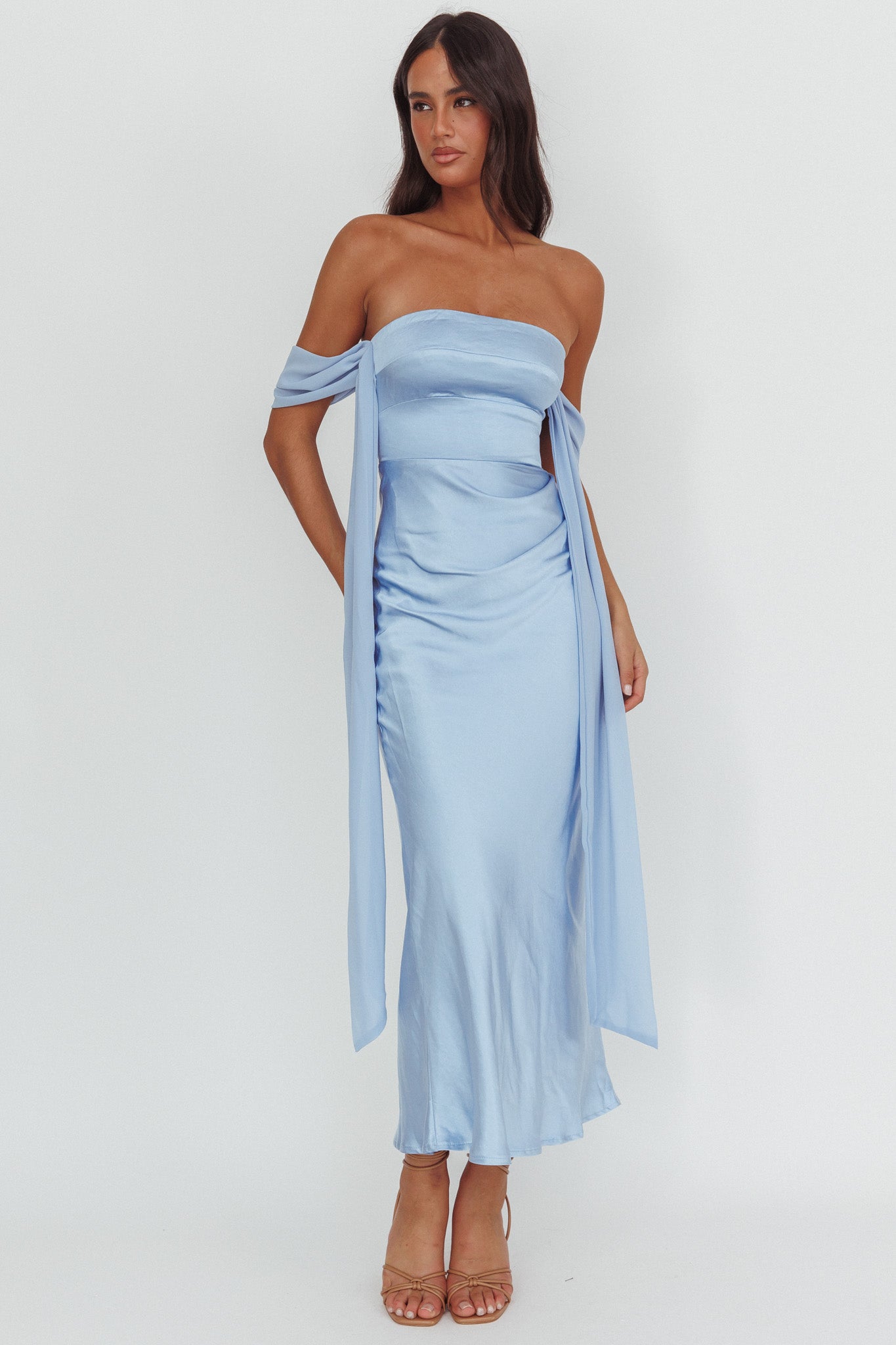 Odayah Draped Sleeve Maxi Dress Blue-Maymioy
