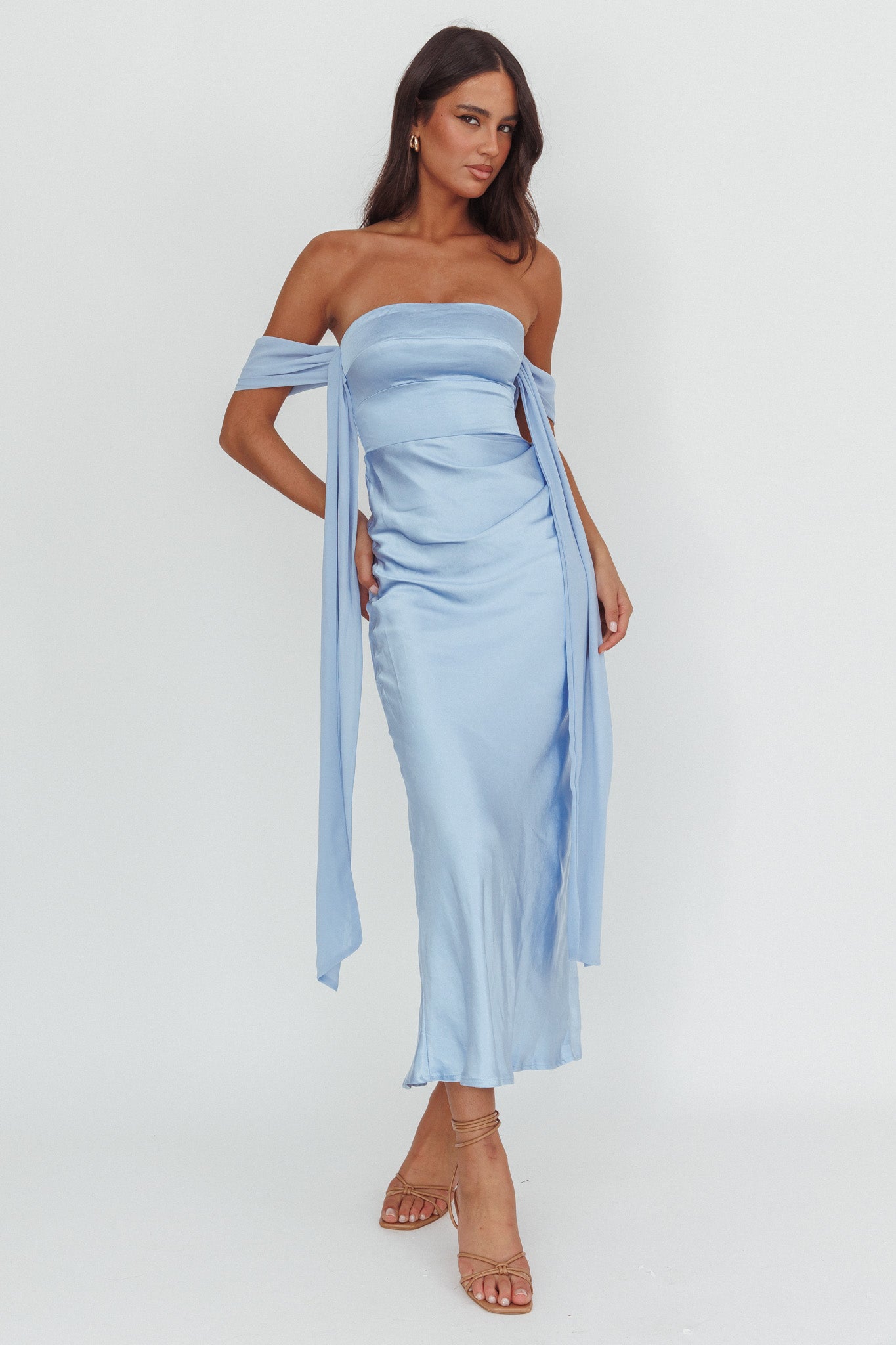 Odayah Draped Sleeve Maxi Dress Blue-Maymioy