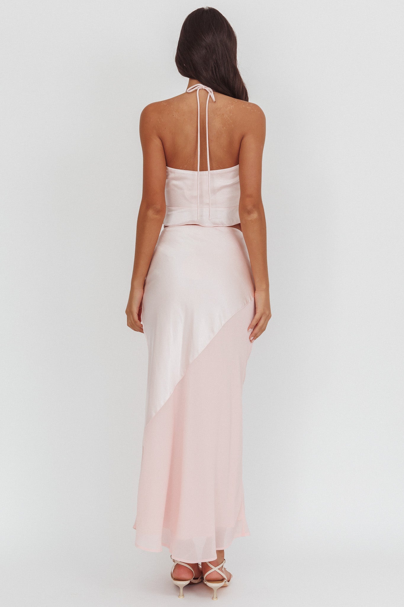 Easy Love Contrast Maxi Skirt Pink-Maymioy