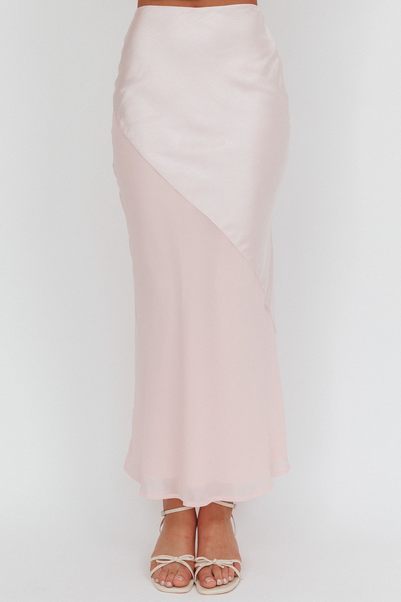 Easy Love Contrast Maxi Skirt Pink-Maymioy
