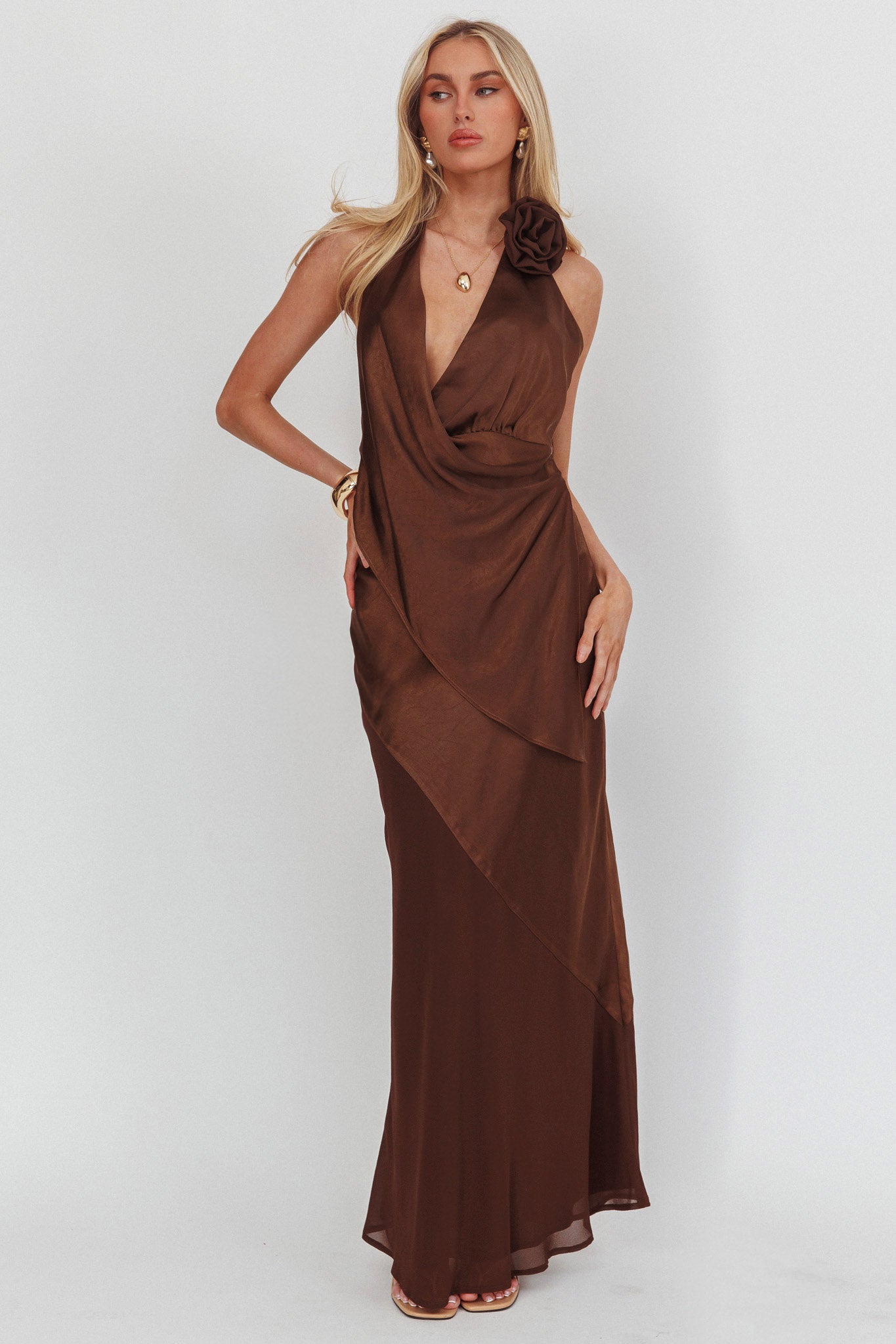 Easy Love Asymmetric Hem Halter Top Chocolate-Maymioy