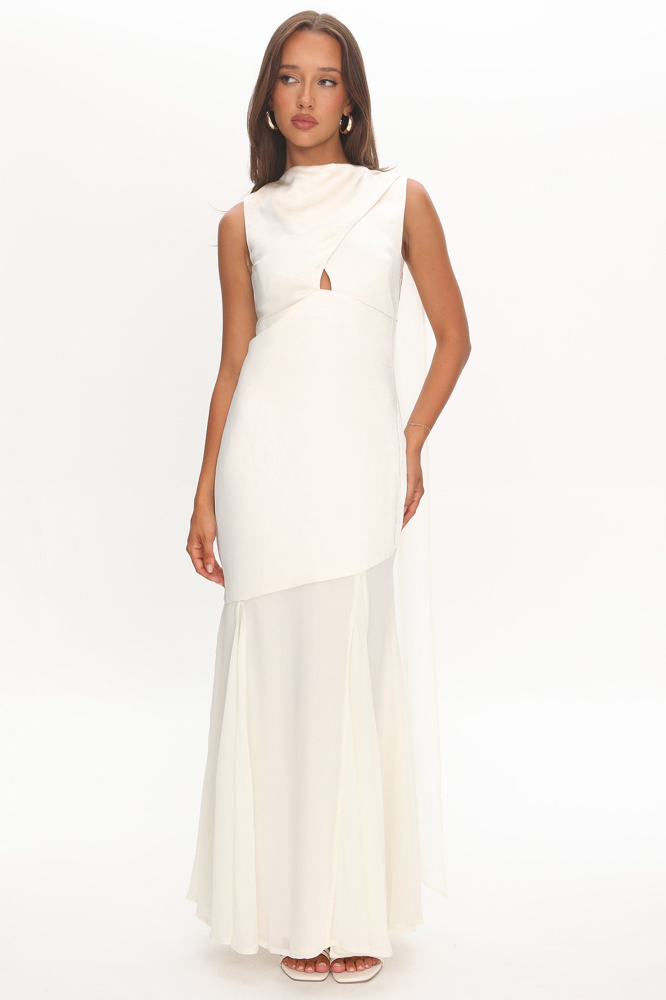 Meliza Keyhole Bust Maxi Dress Oyster-Maymioy