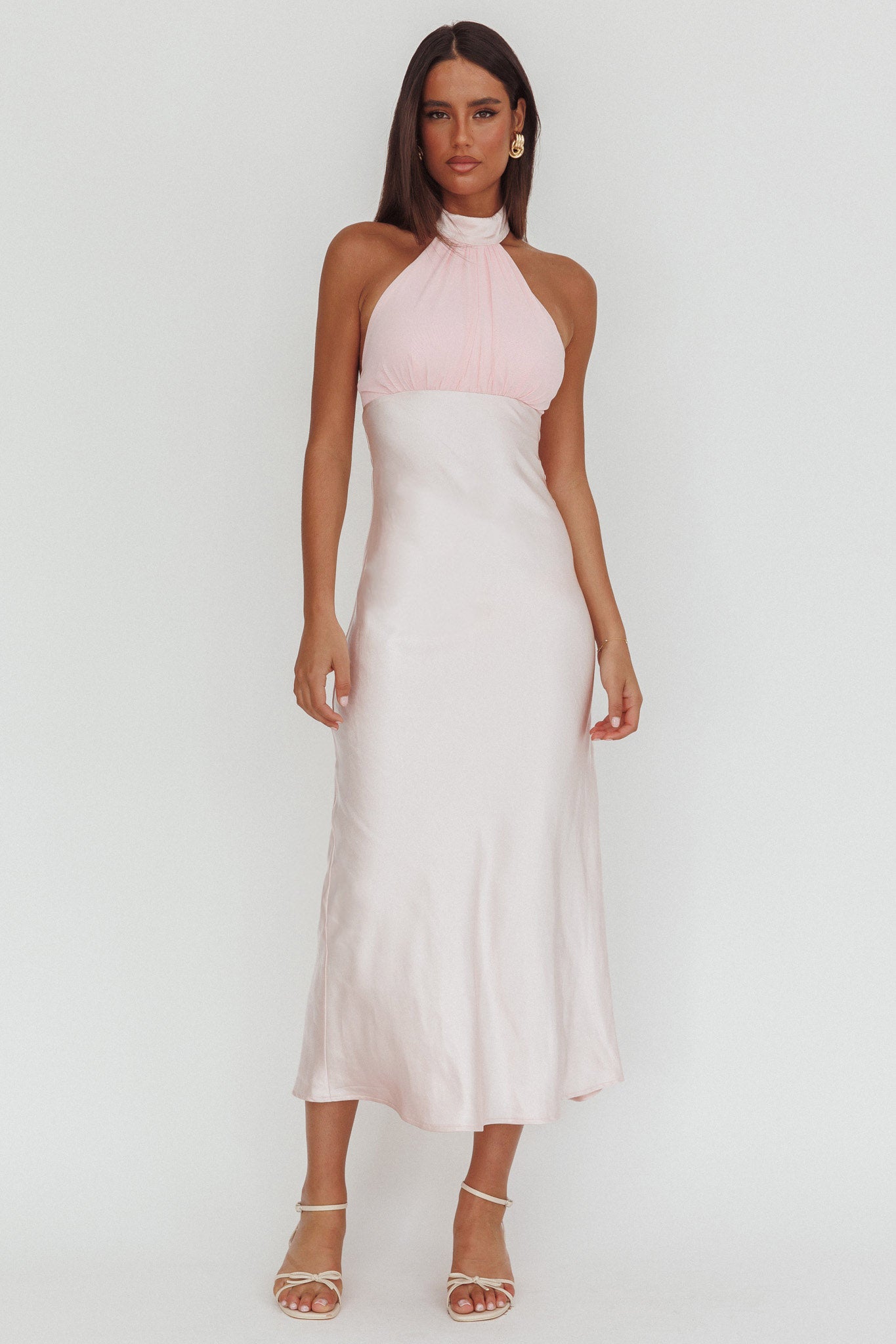 Kaivira Halterneck Maxi Dress Pink-Maymioy