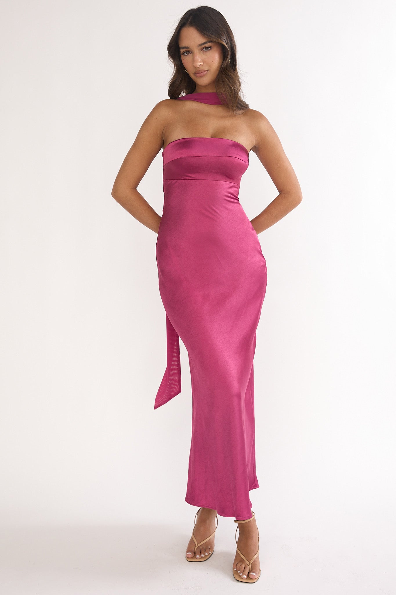 Lior Detachable Shoulder Maxi Dress Burgundy-Maymioy