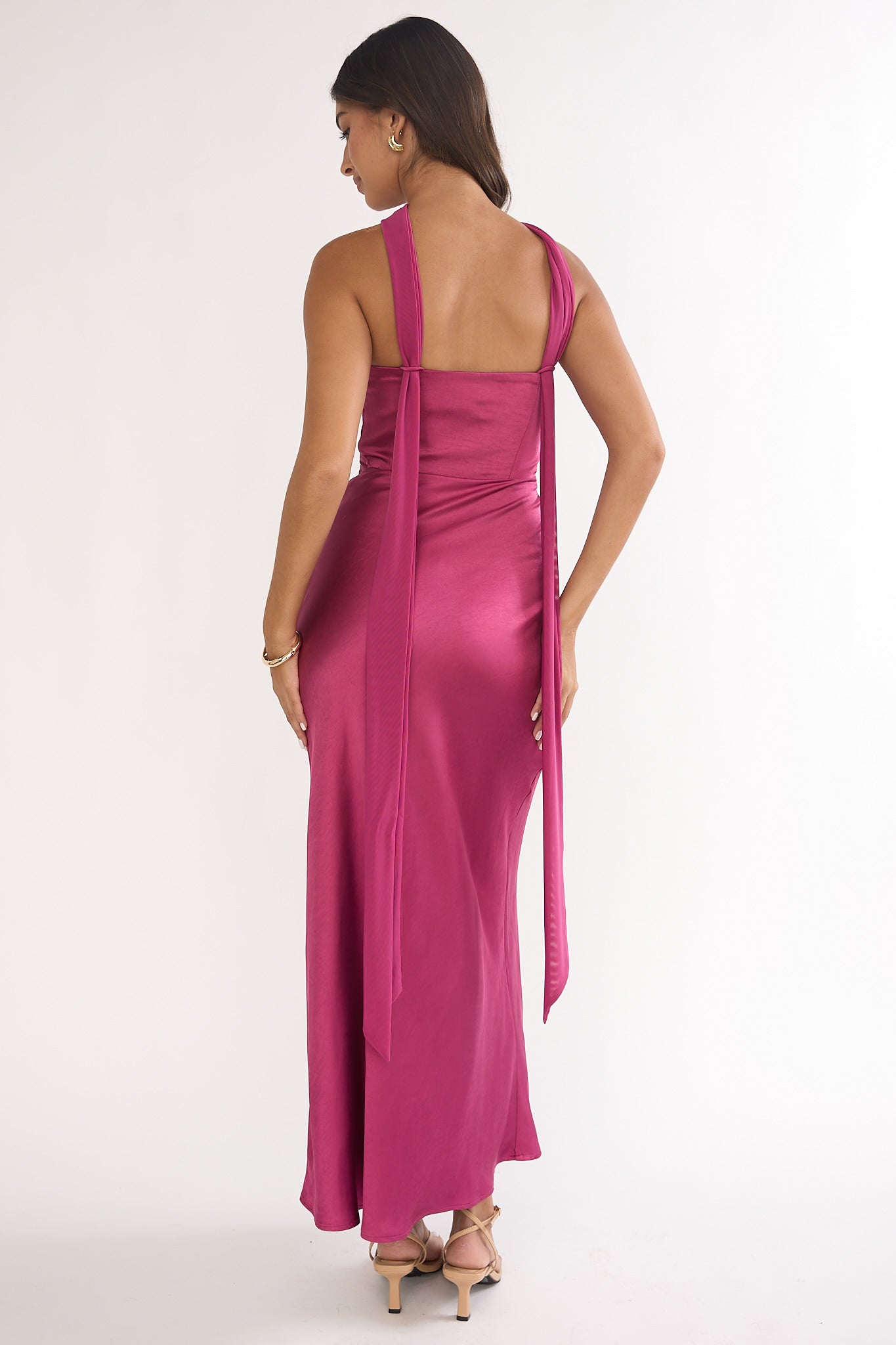 Lior Detachable Shoulder Maxi Dress Burgundy-Maymioy