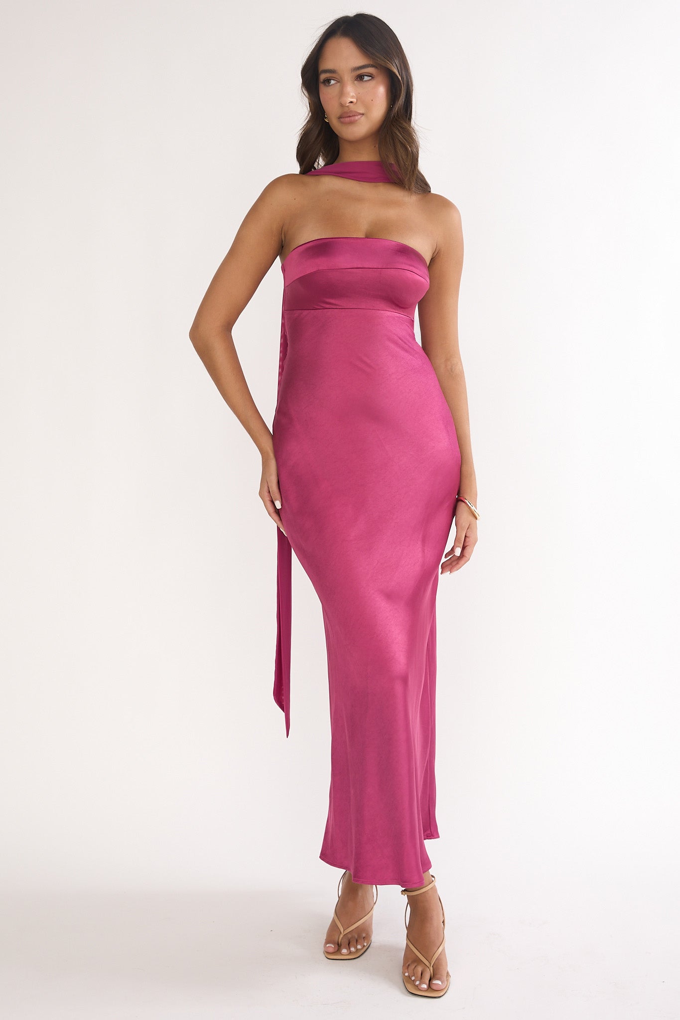 Lior Detachable Shoulder Maxi Dress Burgundy-Maymioy