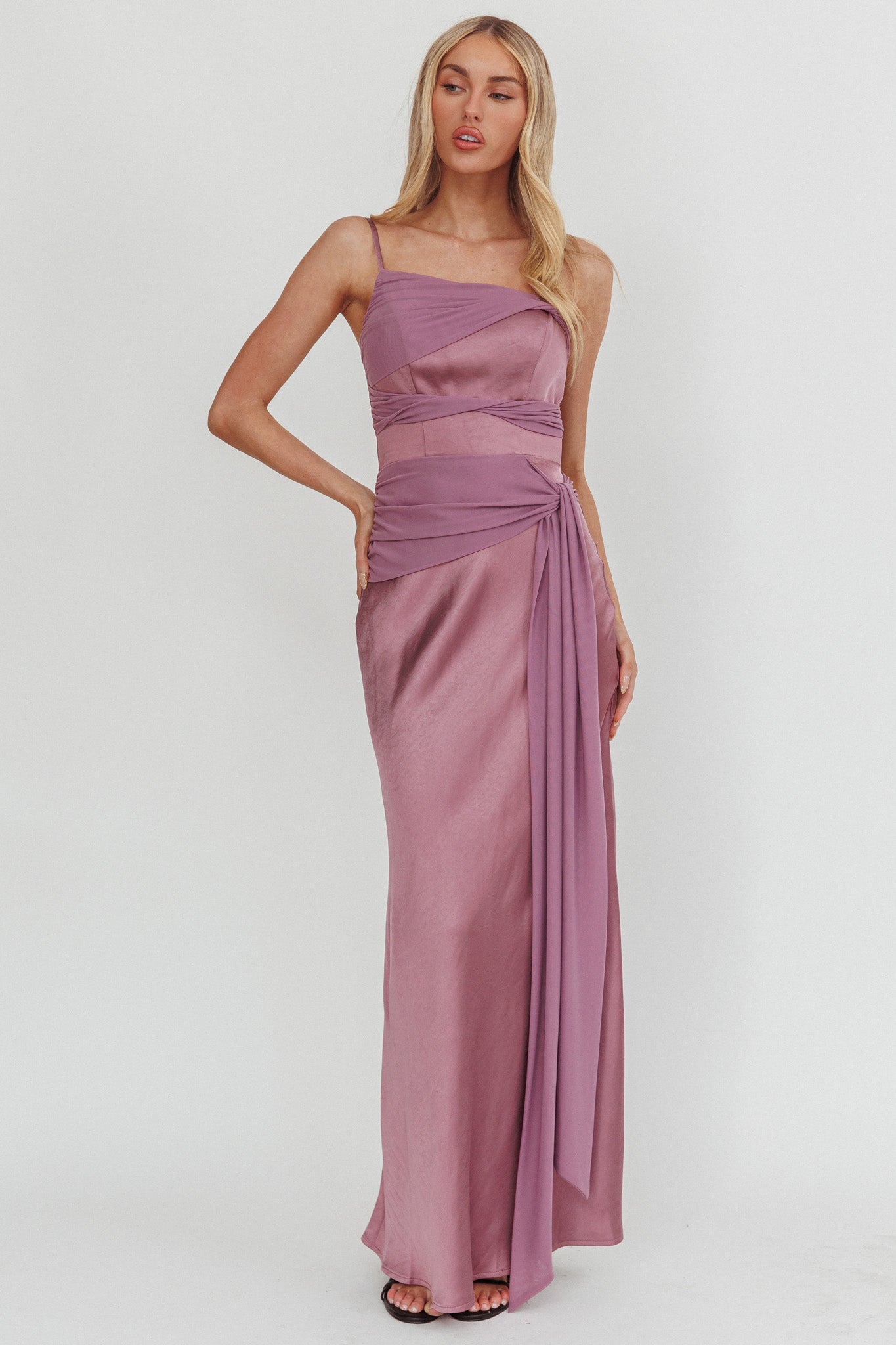 Wysandra Knot Detail Maxi Dress Grape-Maymioy