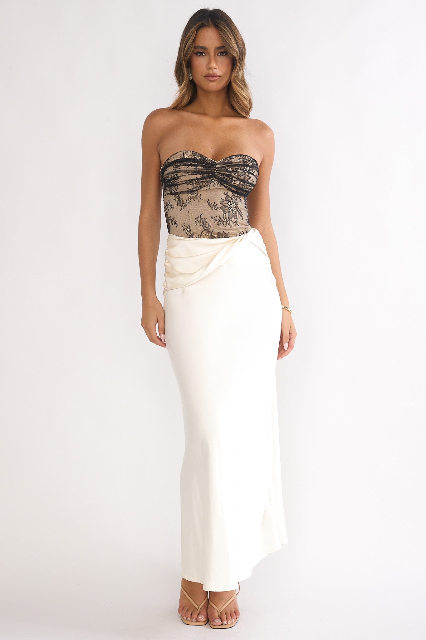 Valoria Lace Bodice Maxi Dress Oyster-Maymioy