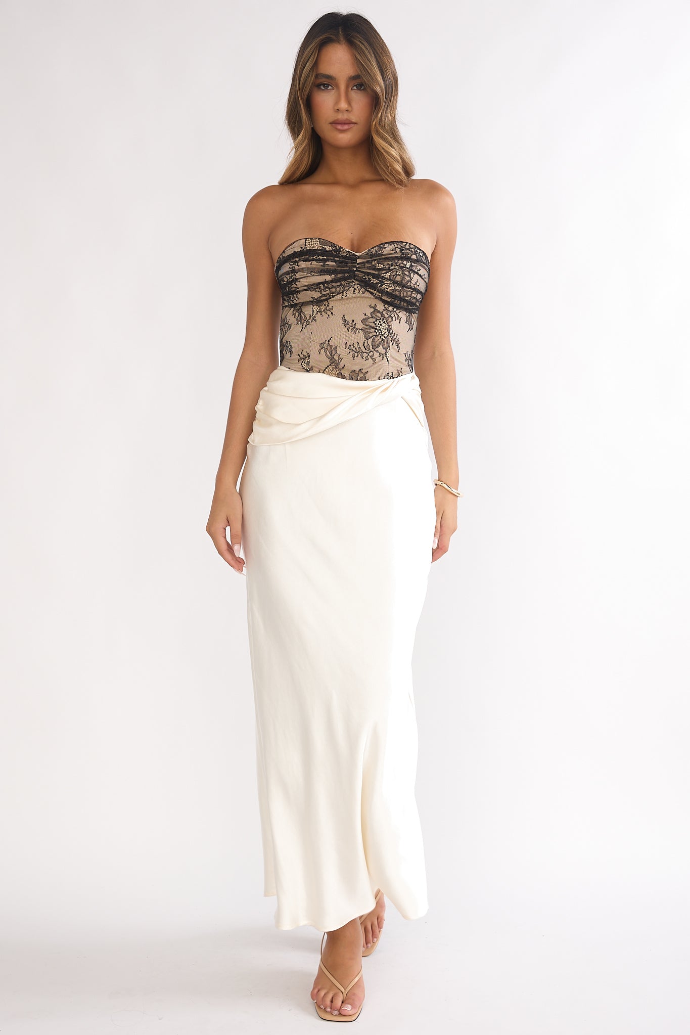 Valoria Lace Bodice Maxi Dress Oyster-Maymioy