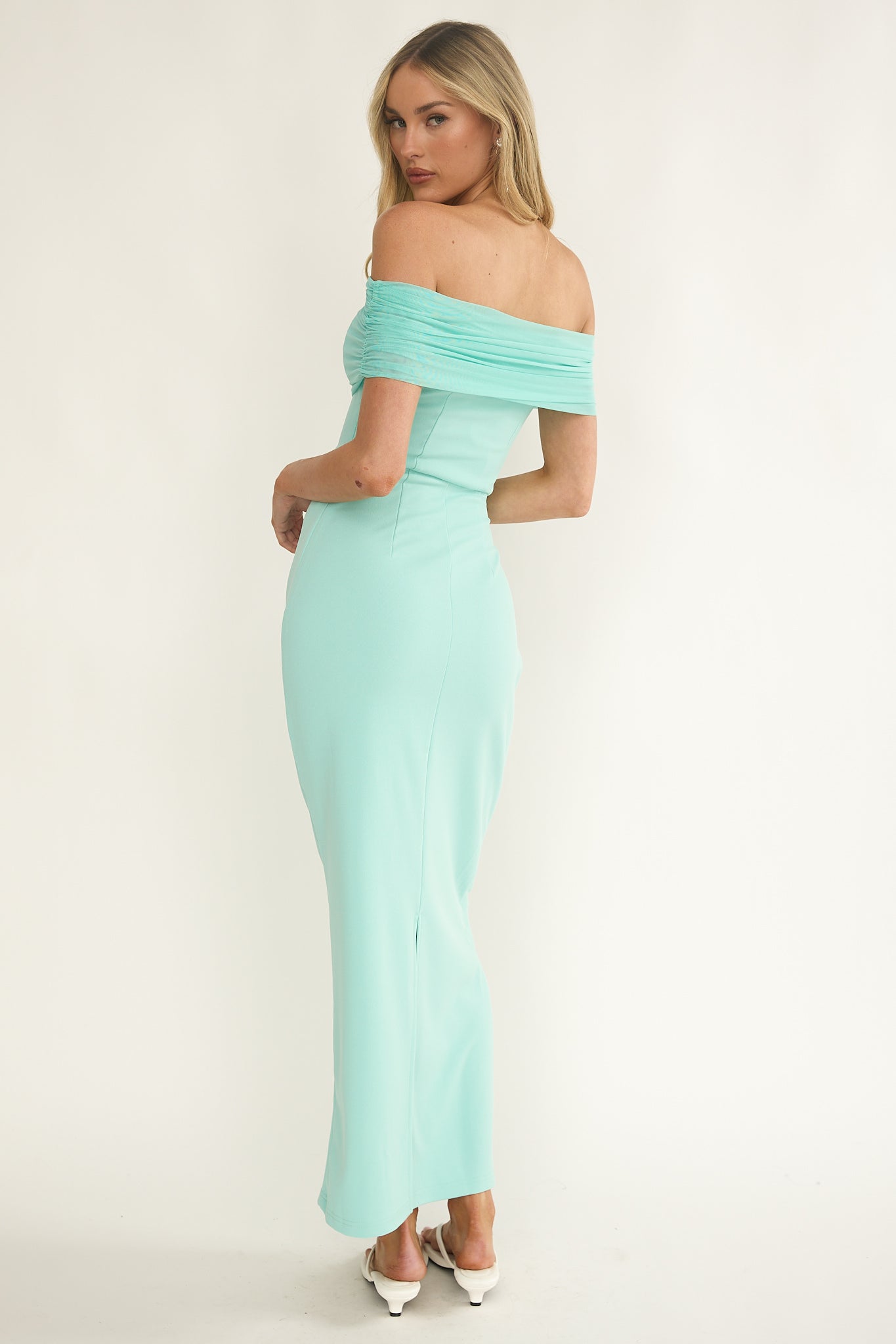 Love Languages Off-Shoulder Maxi Dress Mint-Maymioy
