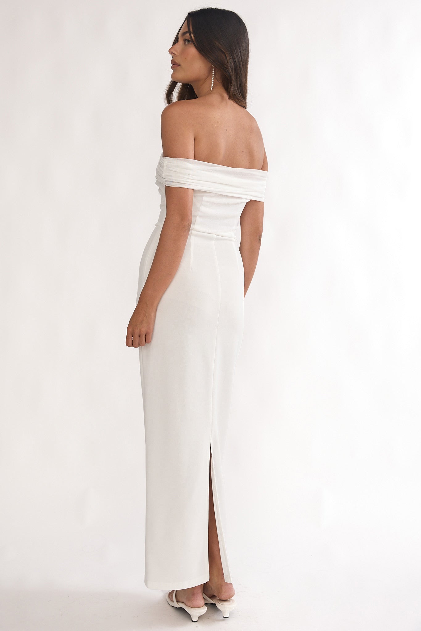 Love Languages Off-Shoulder Maxi Dress White-Maymioy