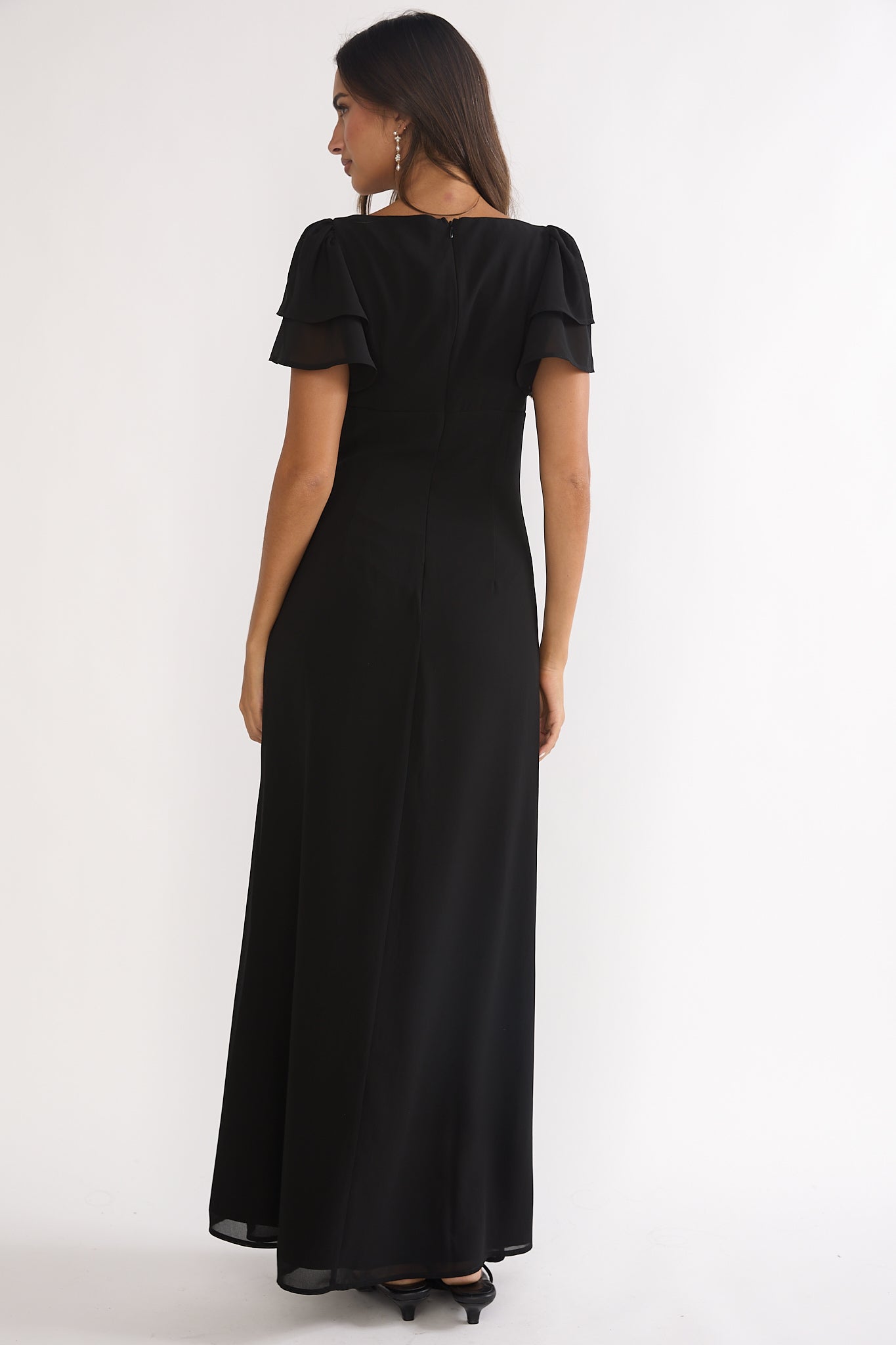 Elorin Lace Trim Maxi Dress Black-Maymioy