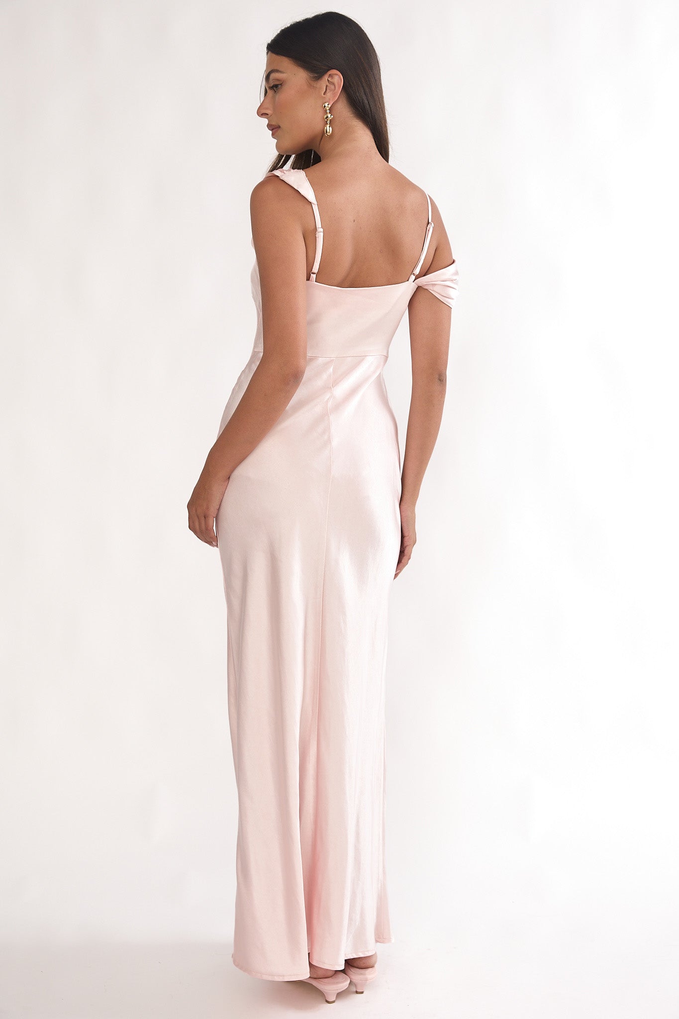 Emelle Asymmetric Neckline Maxi Dress Pink-Maymioy