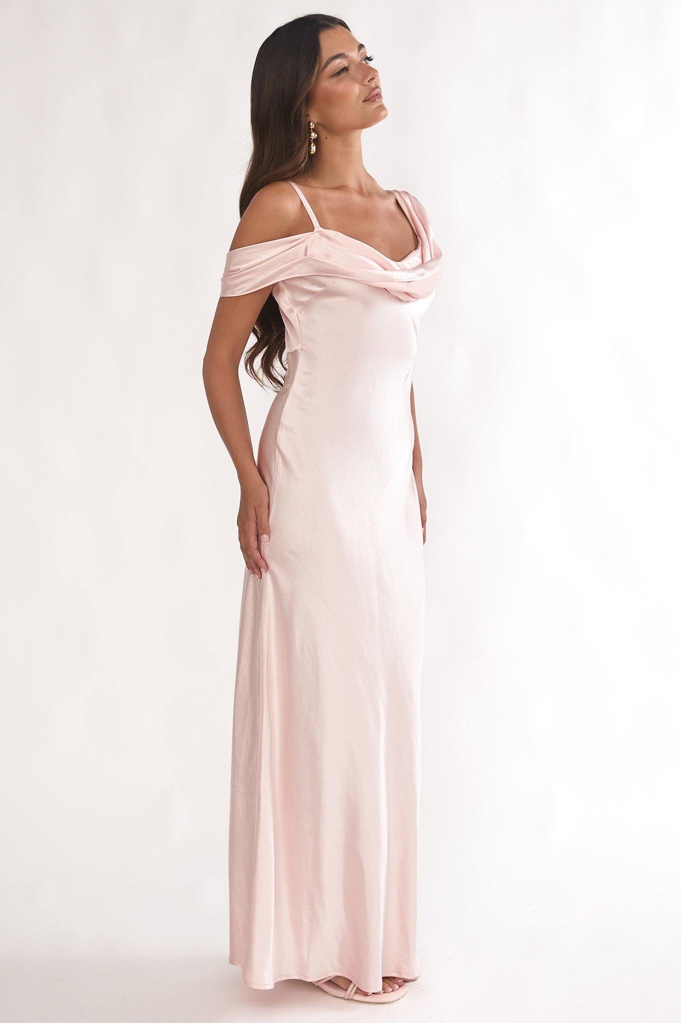 Emelle Asymmetric Neckline Maxi Dress Pink-Maymioy