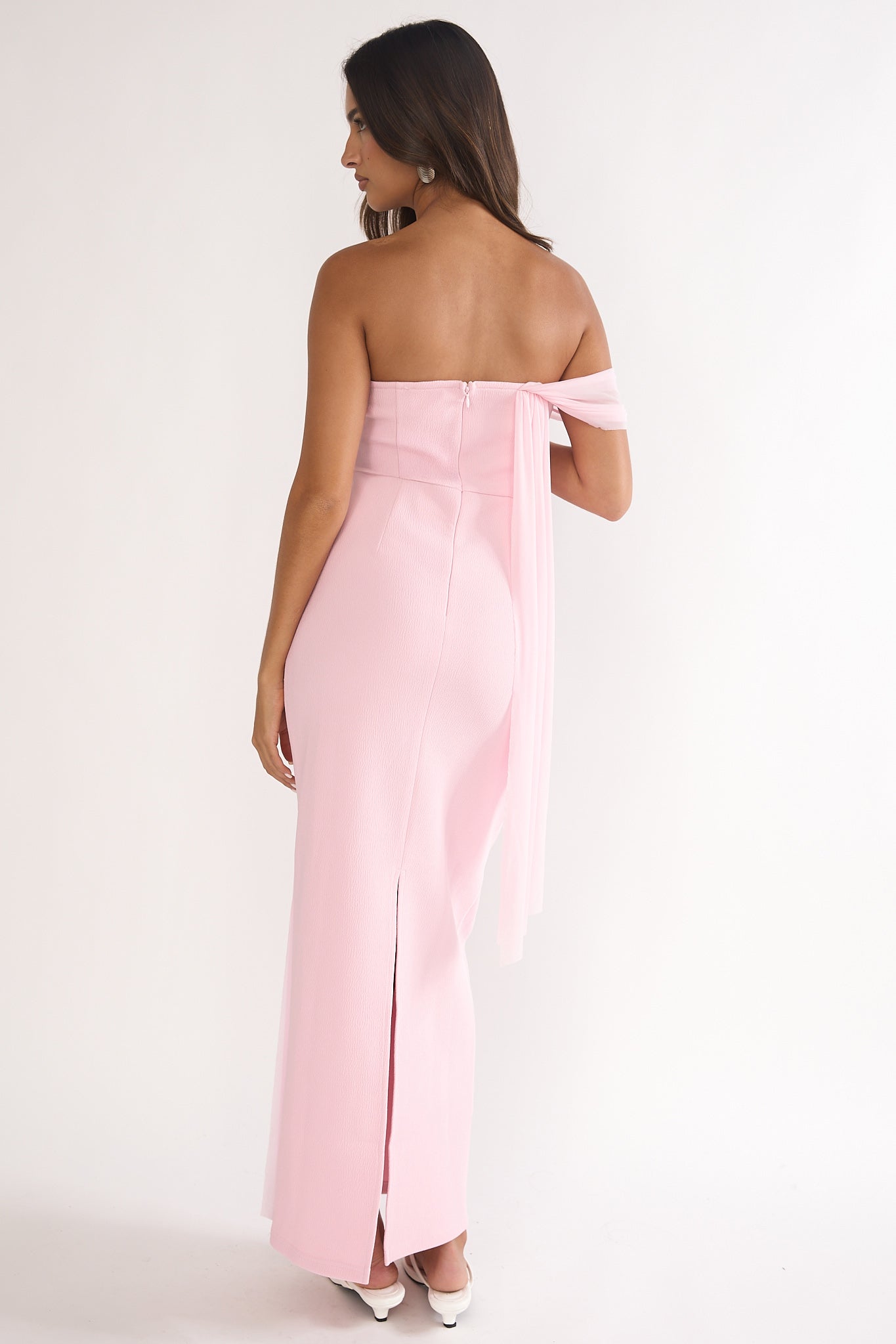 Chiavari Waist Drape Maxi Dress Pink-Maymioy