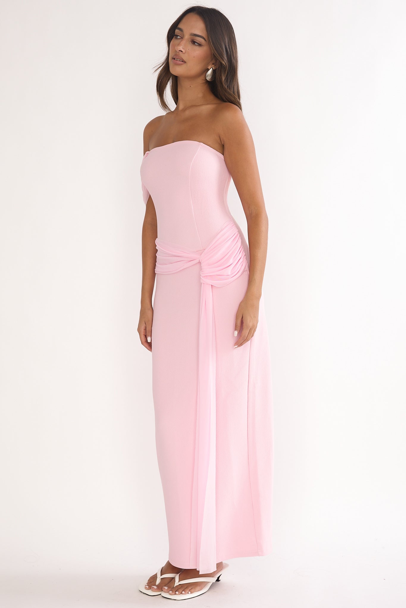 Chiavari Waist Drape Maxi Dress Pink-Maymioy