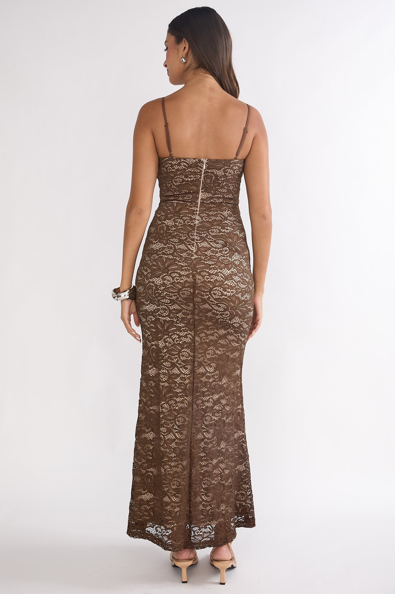 Keep Them Talking Ruched Waist Maxi Dress Chocolate-Maymioy