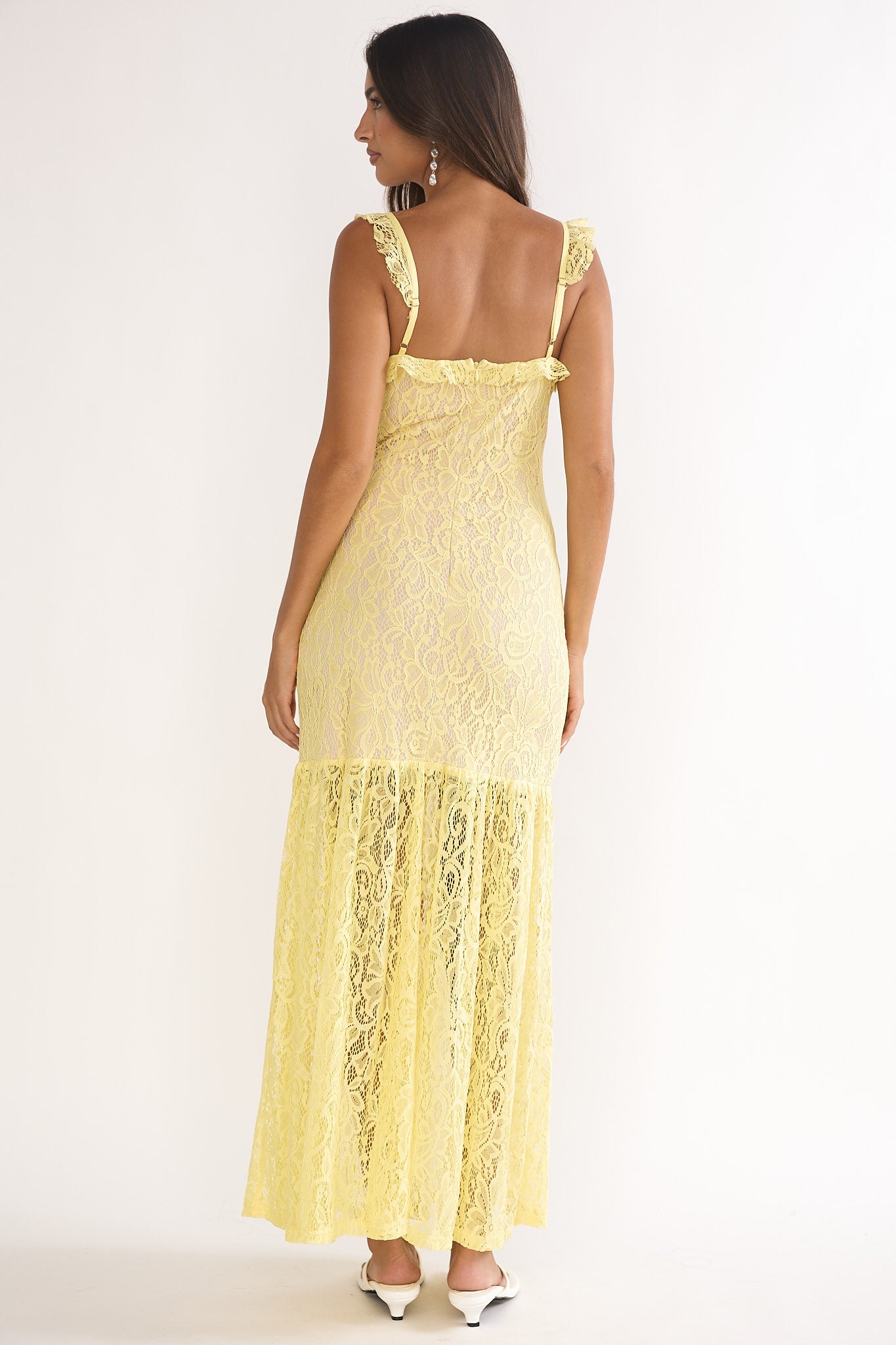Noraya Lace Overlay Maxi Dress Lemon-Maymioy
