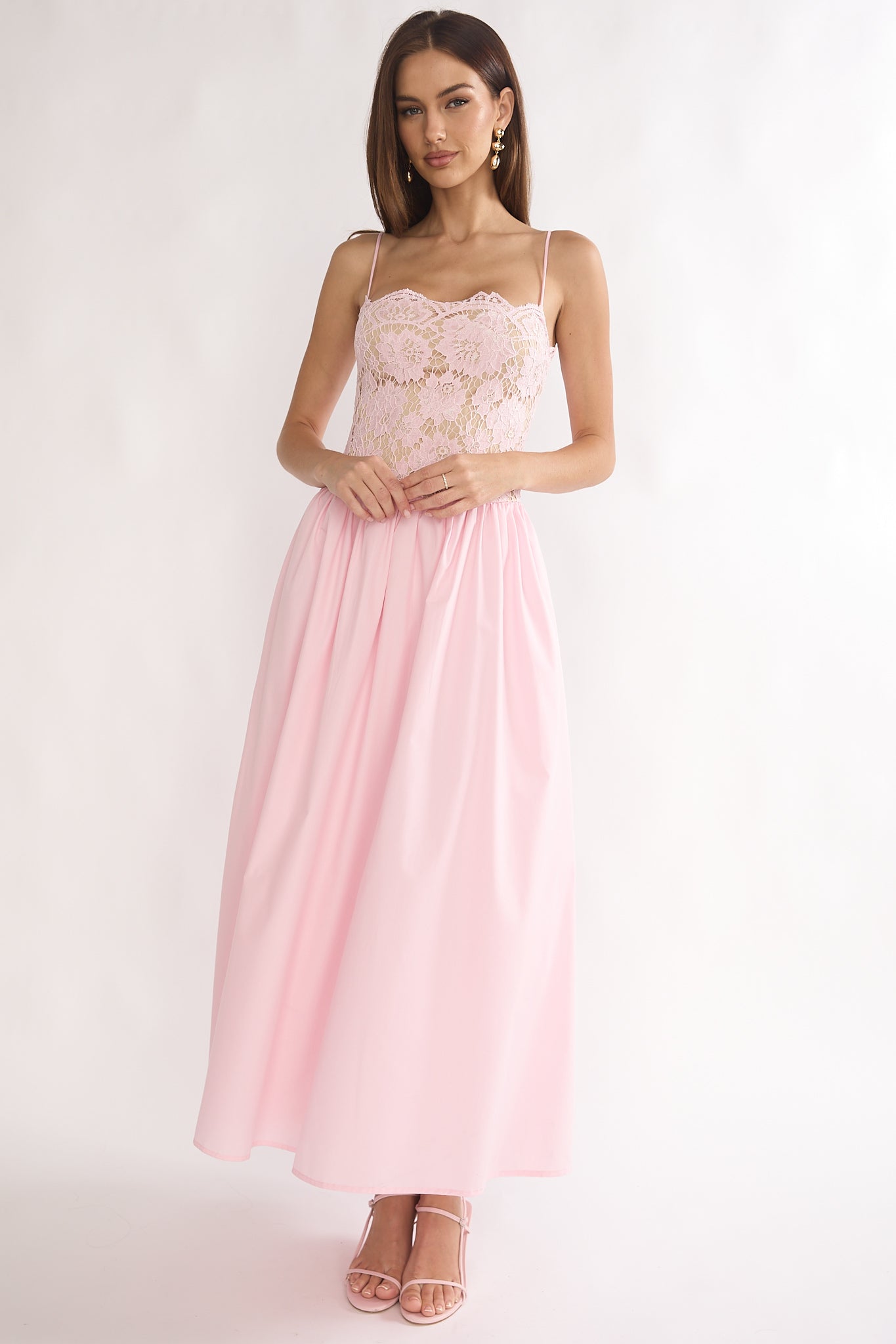 She's A Lady Lace Bodice Maxi Dress Pink-Maymioy