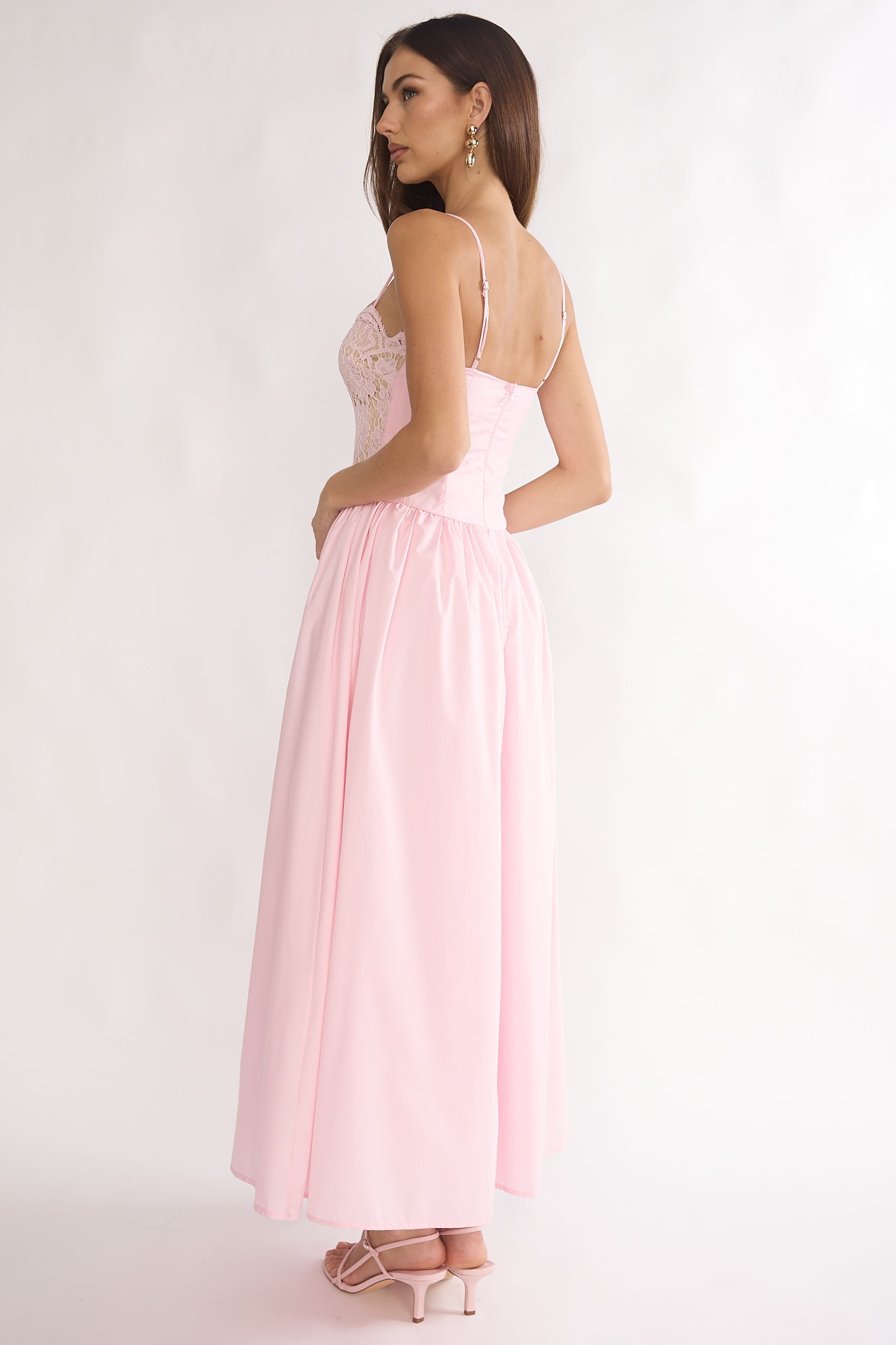 She's A Lady Lace Bodice Maxi Dress Pink-Maymioy