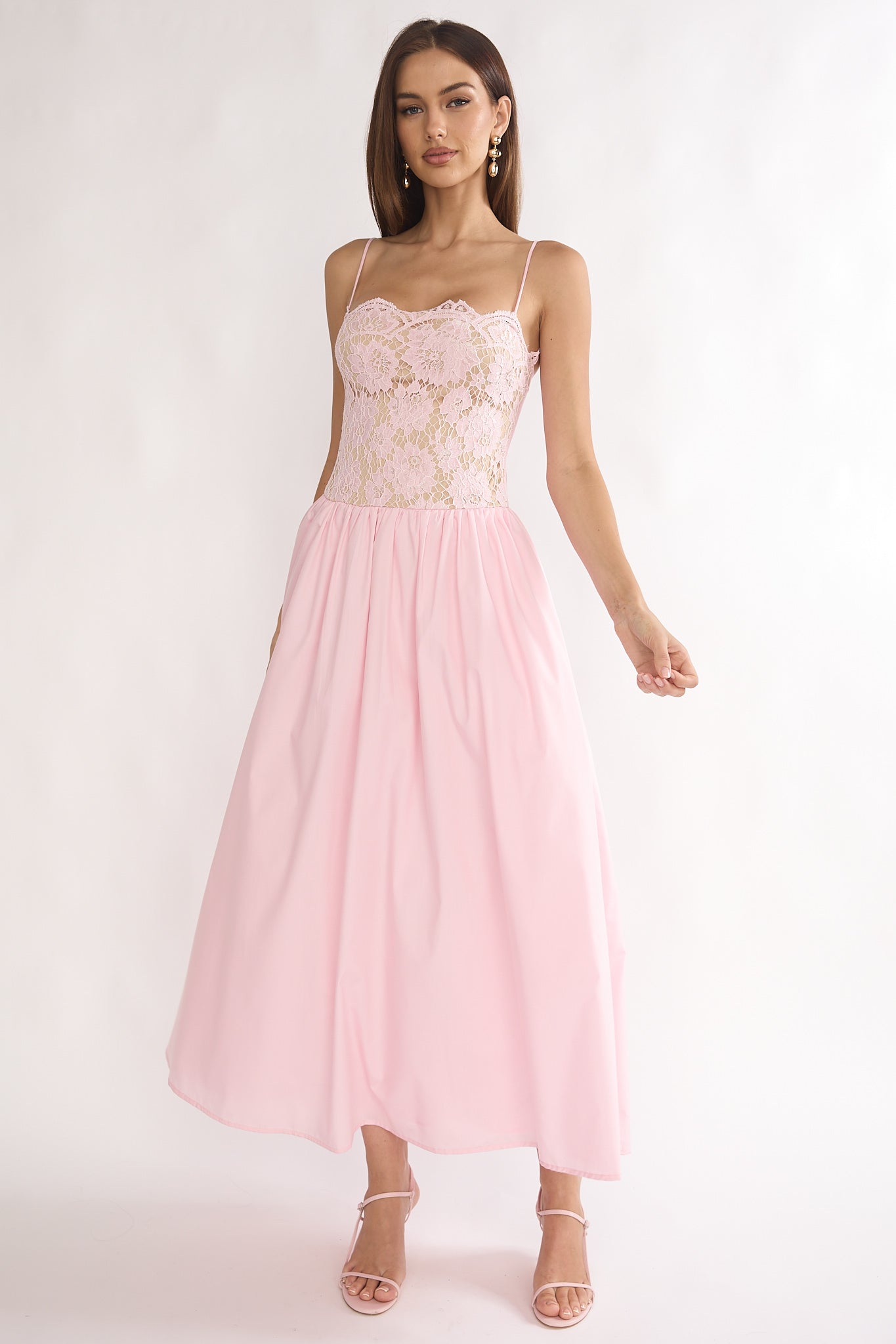 She's A Lady Lace Bodice Maxi Dress Pink-Maymioy