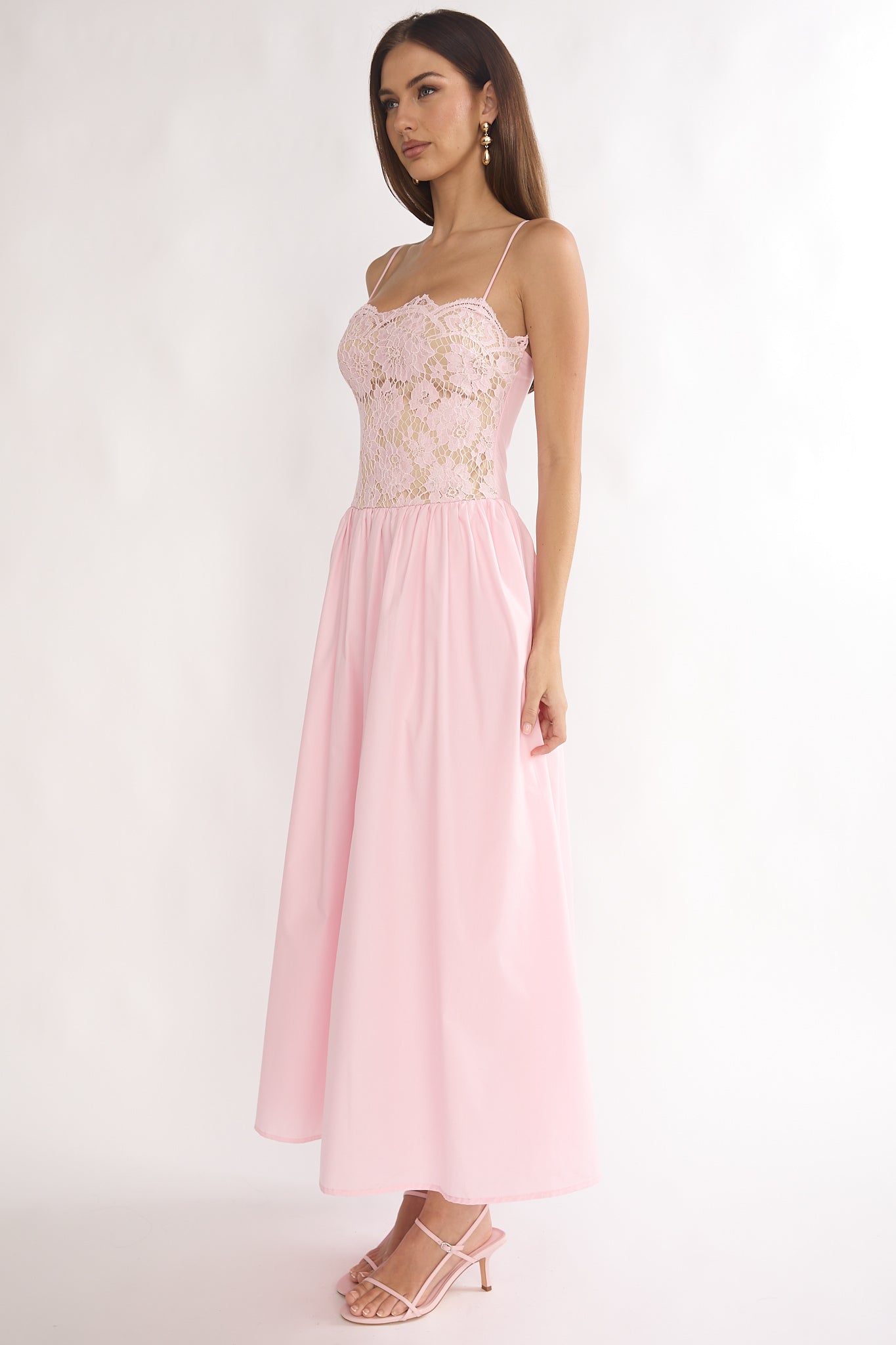 She's A Lady Lace Bodice Maxi Dress Pink-Maymioy