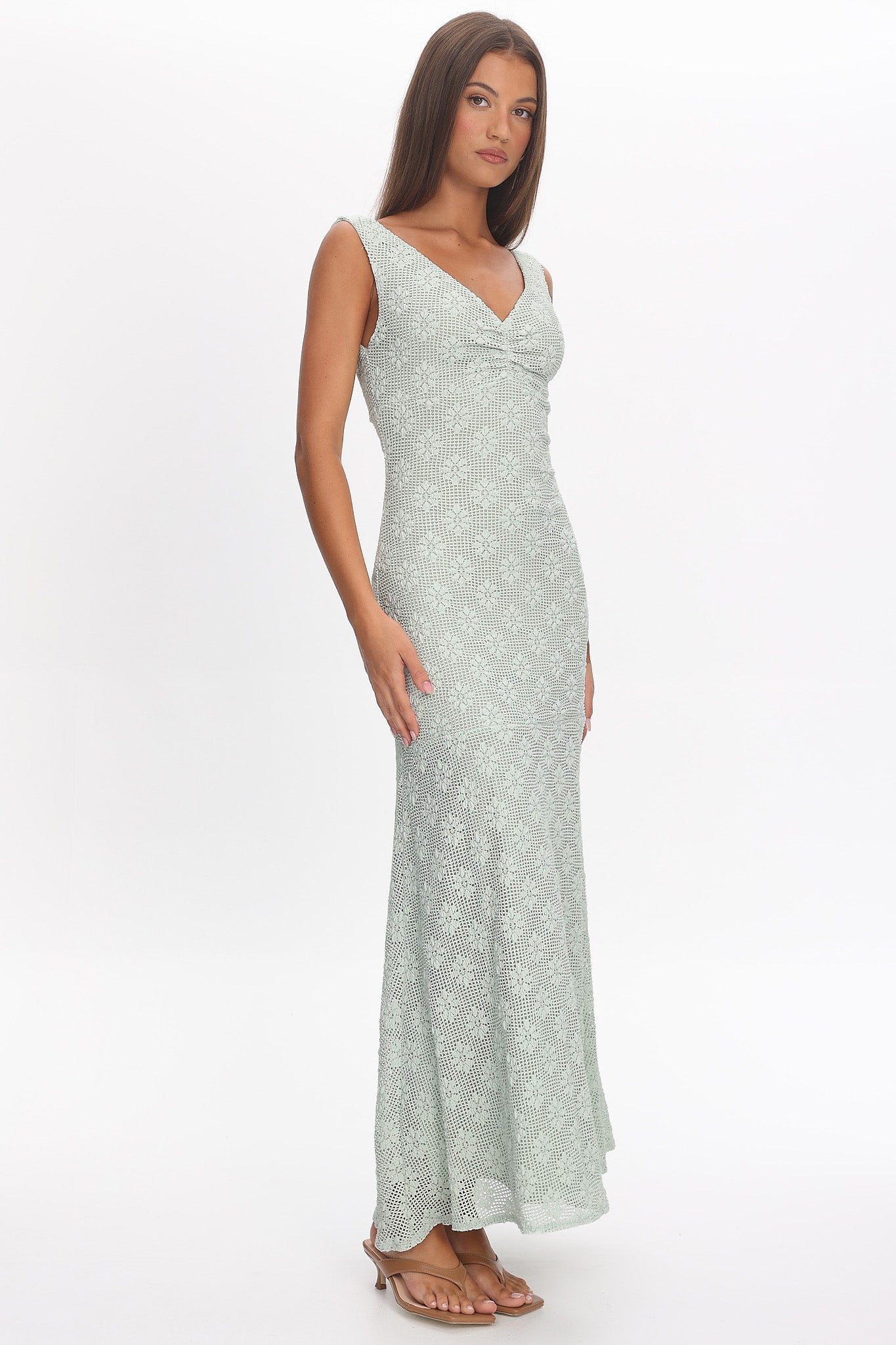 Sunshine Girl Crochet Maxi Dress Sage-Maymioy