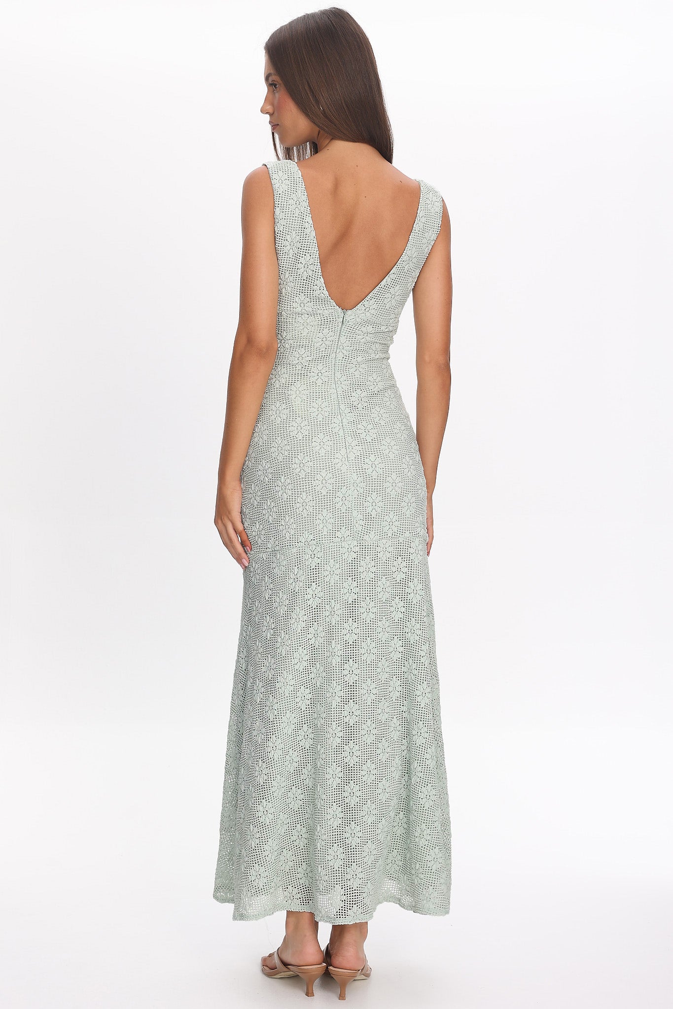 Sunshine Girl Crochet Maxi Dress Sage-Maymioy